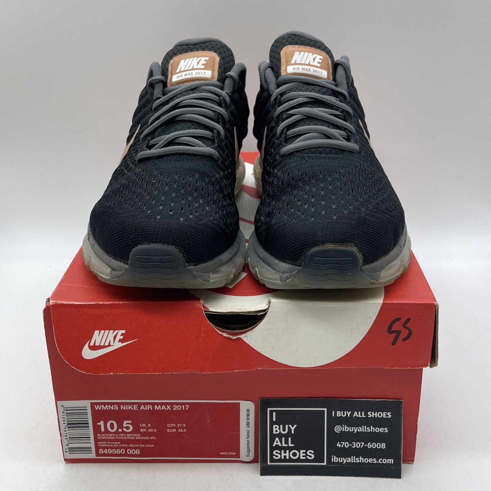 Size 10.5W - Nike Air Max 2017 Black Pink (849560-008)