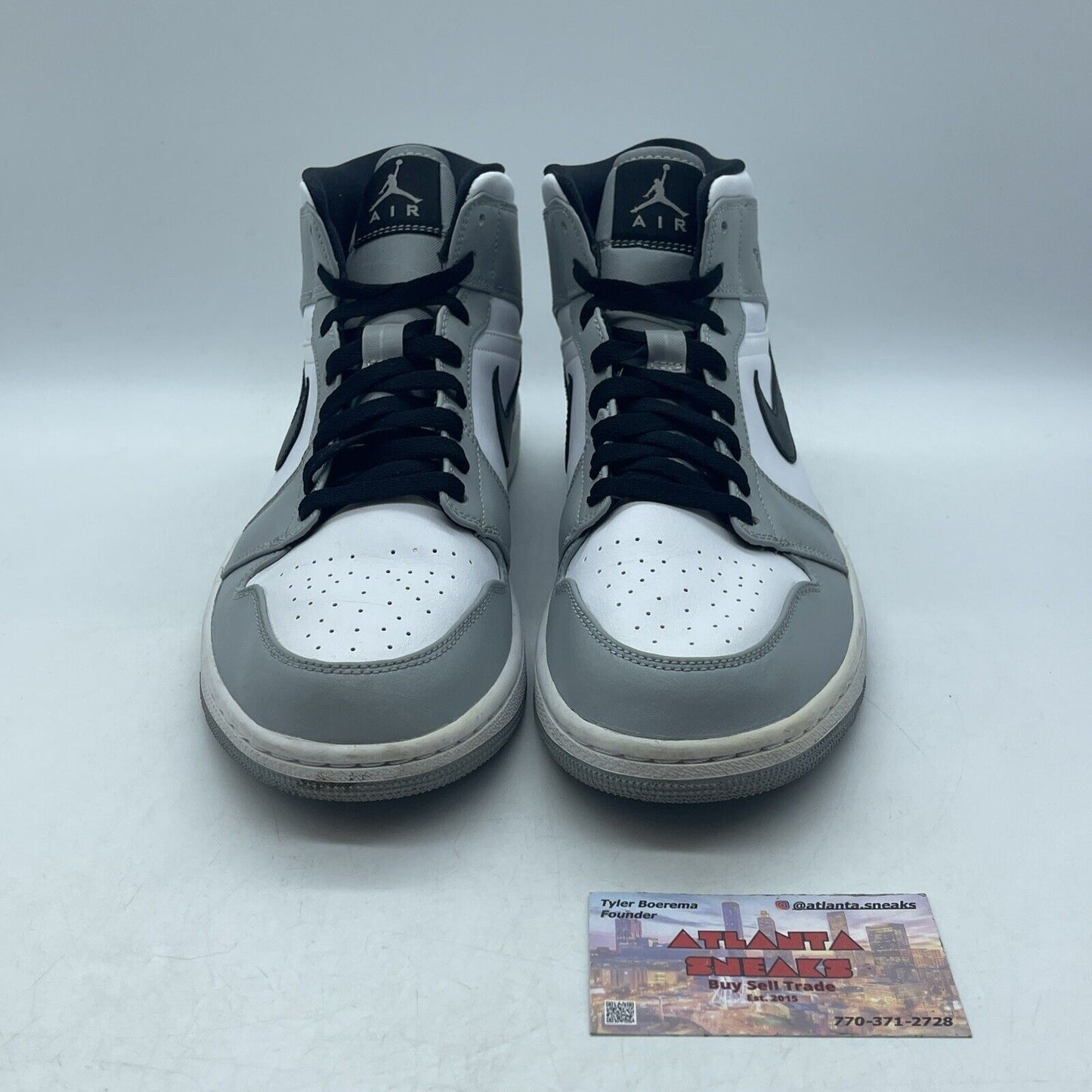 Size 9.5 - Jordan 1 Mid Gray 2020 White Black Leather (554724-092)