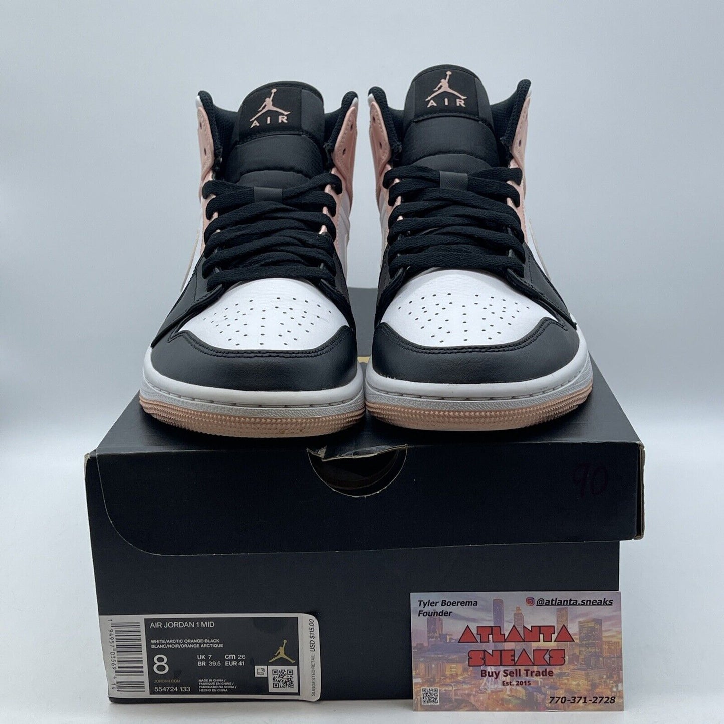 Size 8 - Air Jordan 1 Mid Crimson Tint White Orange Black Leather (554724-133)