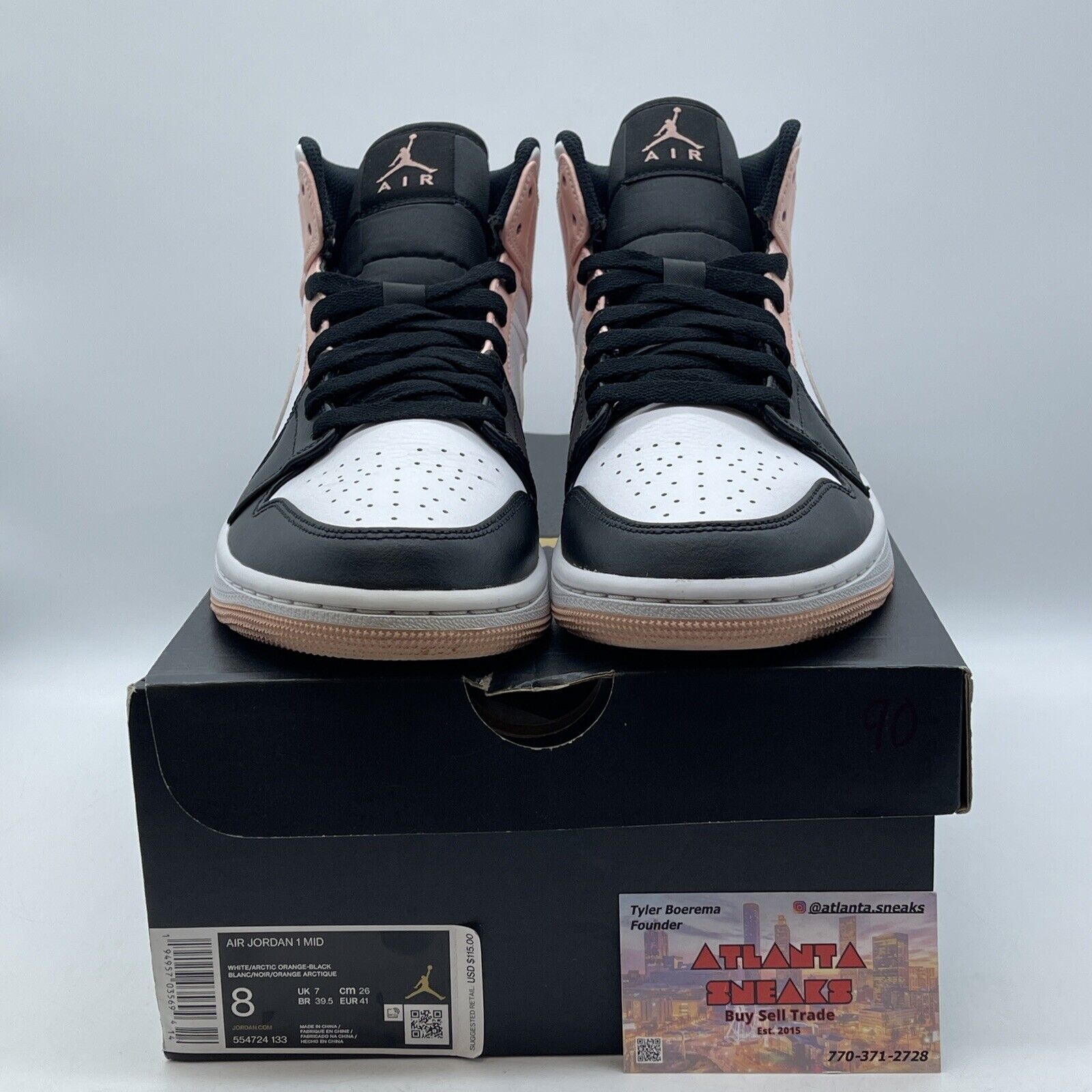 Size 8 - Air Jordan 1 Mid Crimson Tint White Orange Black Leather (554724-133)