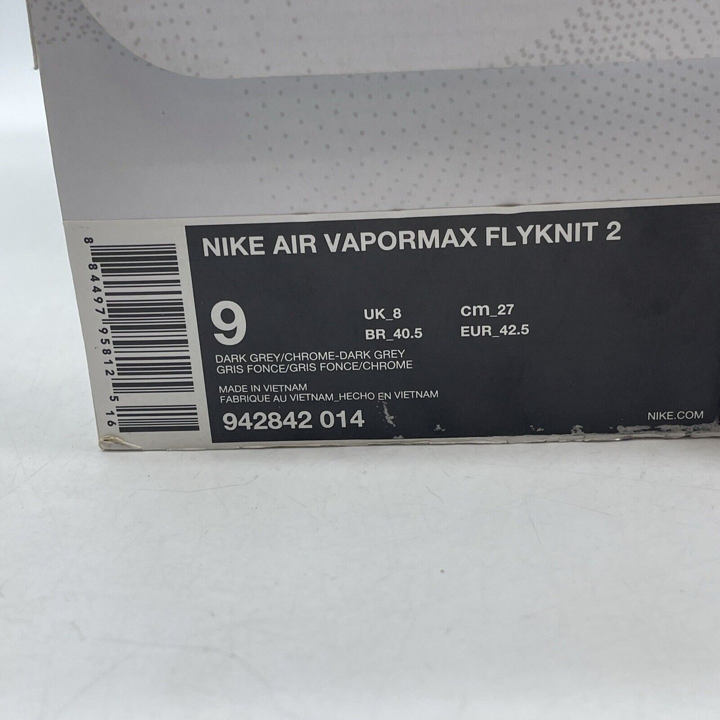 Size 9 - Nike Air VaporMax Flyknit 2 Chrome Grey Black Suede (942842-014)