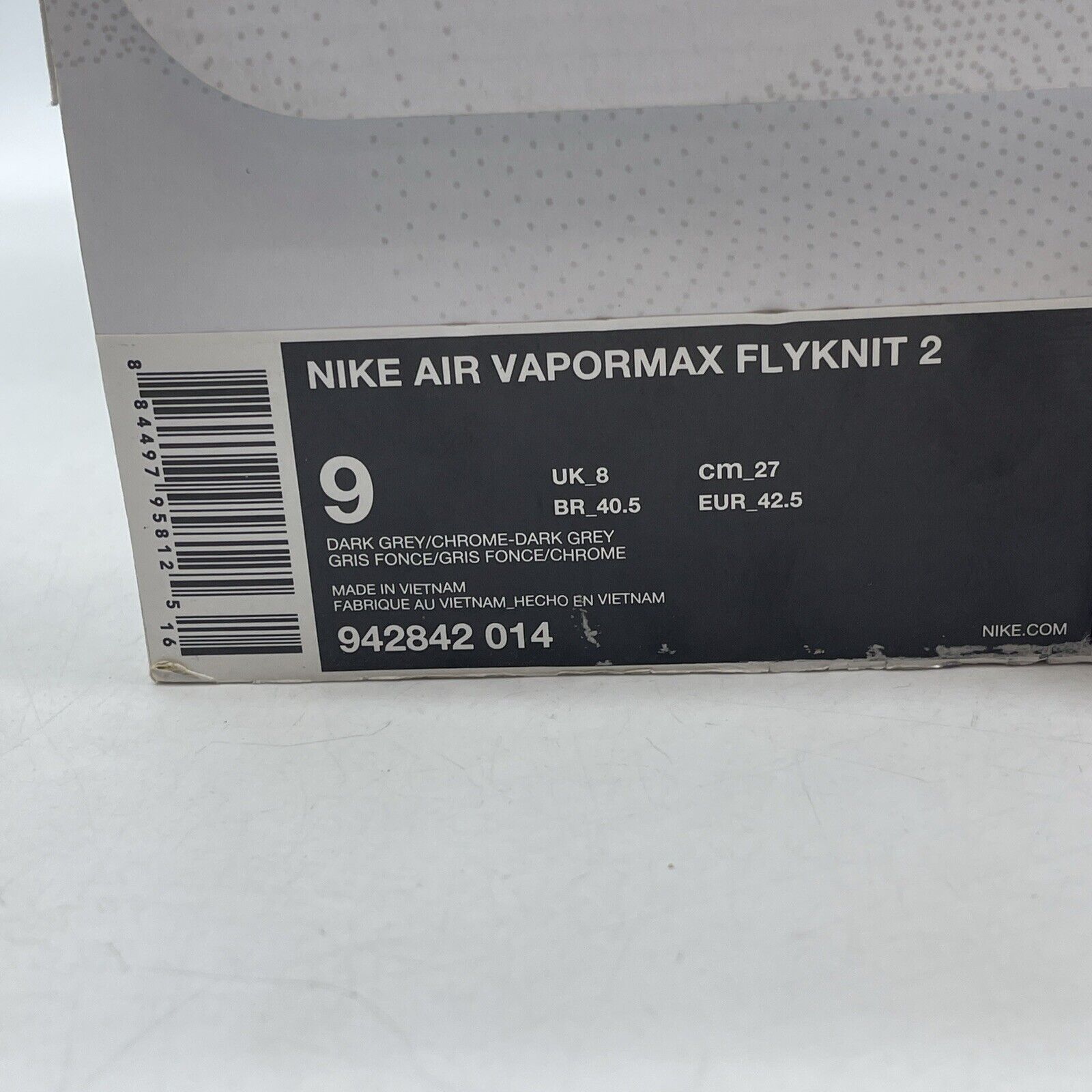 Size 9 - Nike Air VaporMax Flyknit 2 Chrome Grey Black Suede (942842-014)