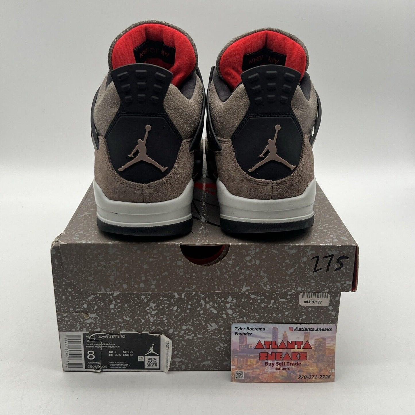 Size 8 - Jordan 4 Retro Mid Taupe Haze Black White Brown Red (DB0732-200)