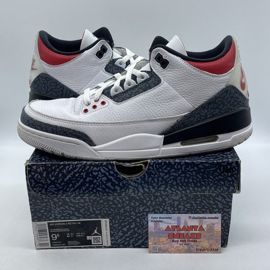 Size 9.5 - Jordan 3 Retro Denim Fire Red Blue Suede White Leather (CZ6431-100)