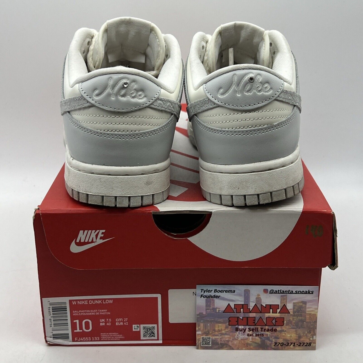 Size 10 - Nike Dunk Low Needlework W White Leather (FJ4553-133)