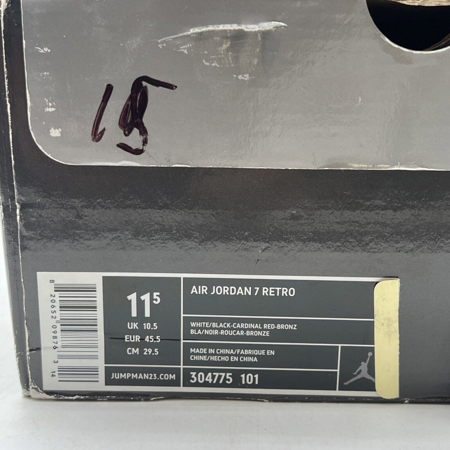 Size 11.5 - Air Jordan 7 Retro 2006 Cardinal (304775-101)