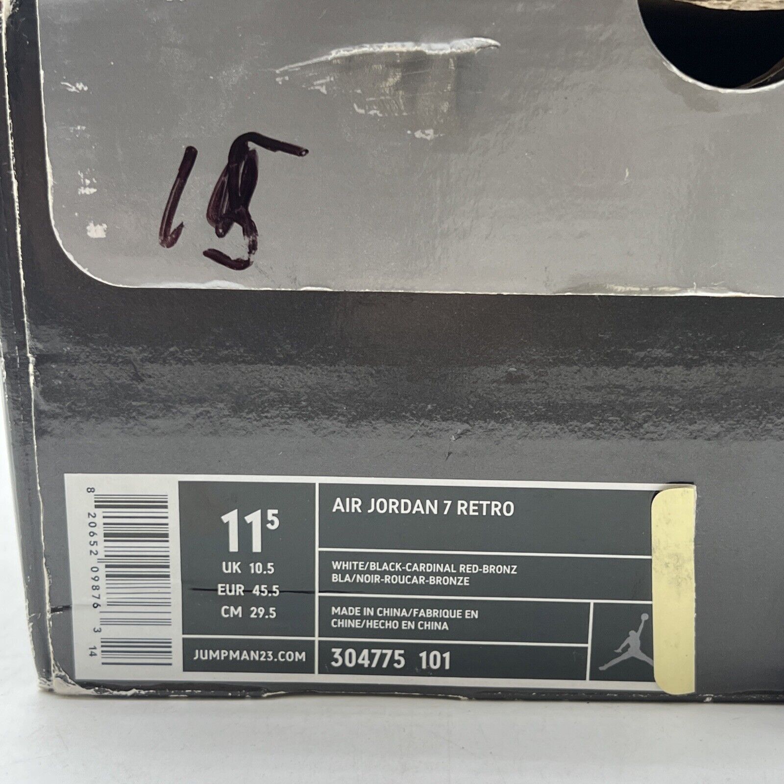 Size 11.5 - Air Jordan 7 Retro 2006 Cardinal (304775-101)