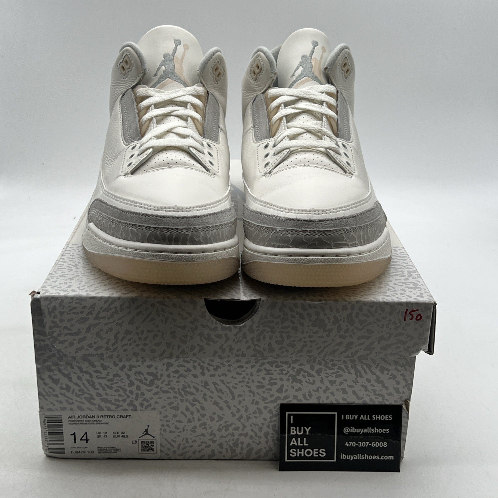 Size 14 - Air Jordan 3 Retro Craft Ivory/Grey White Leather (FJ9579-100)