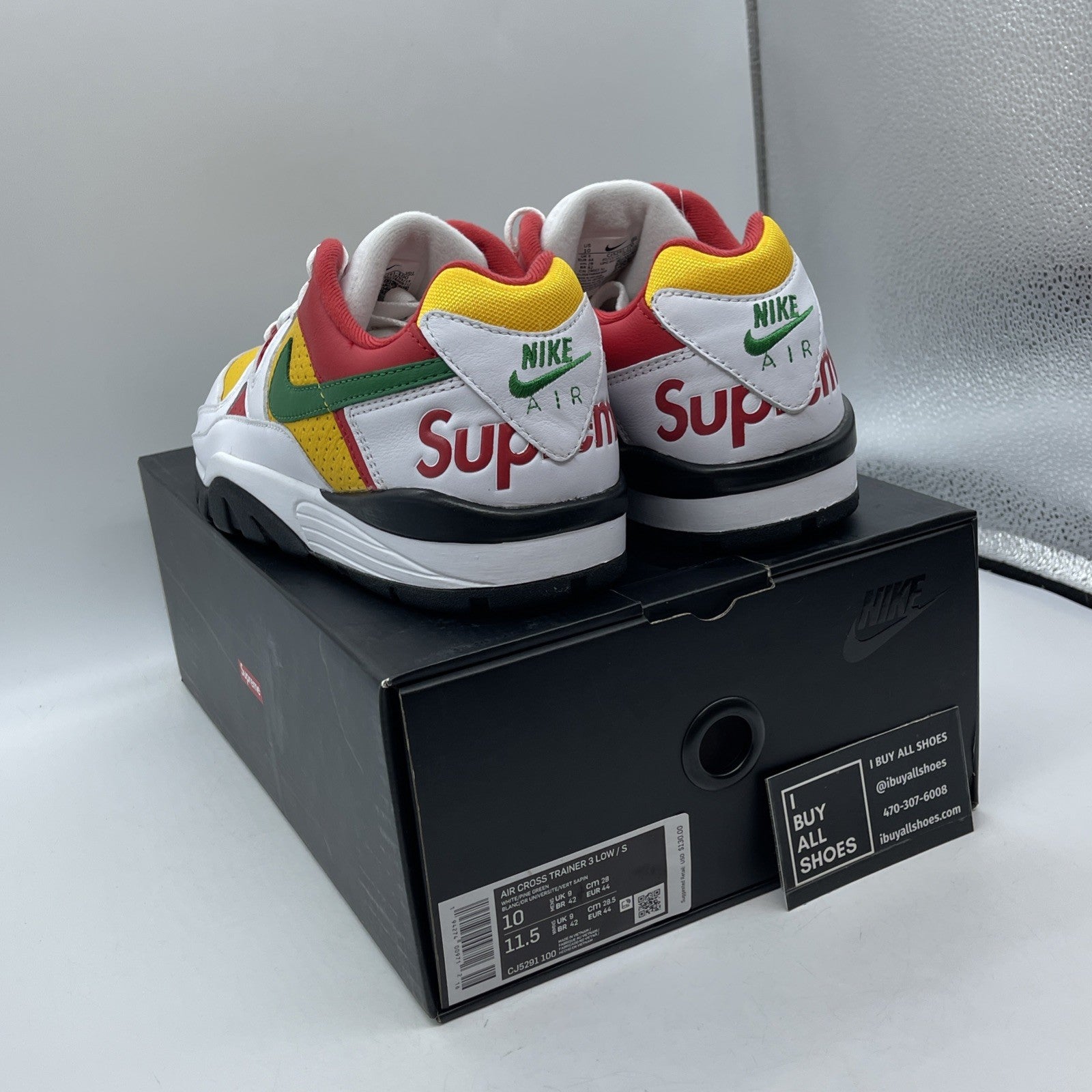 Size 10 - Nike Supreme x Air Cross Trainer 3 Low White University Gold