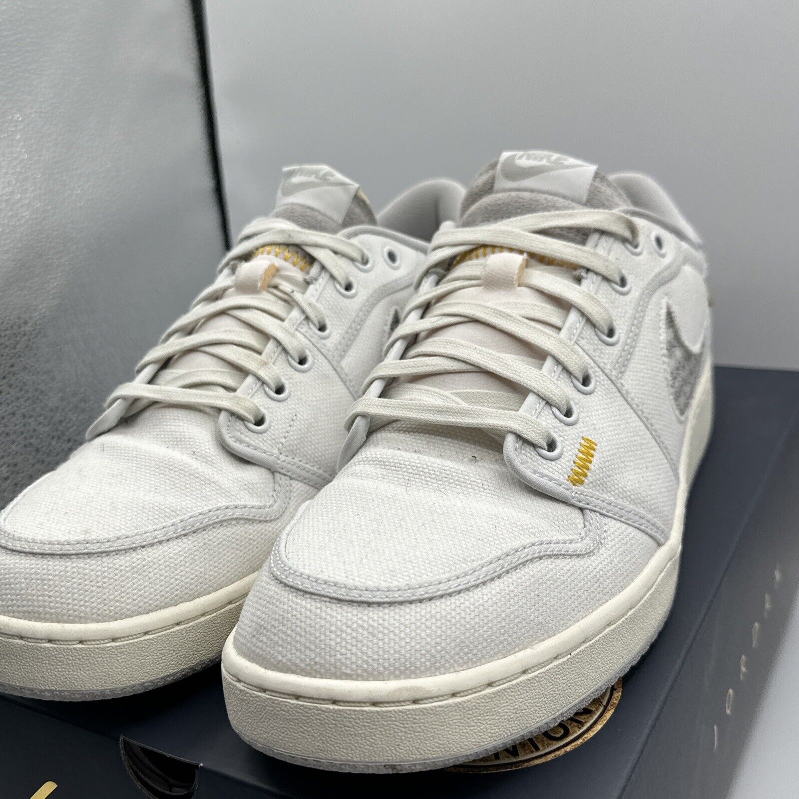 Size 12.5 - Jordan 1 KO x Union LA Low White Neutral Grey Patches Blue Yellow