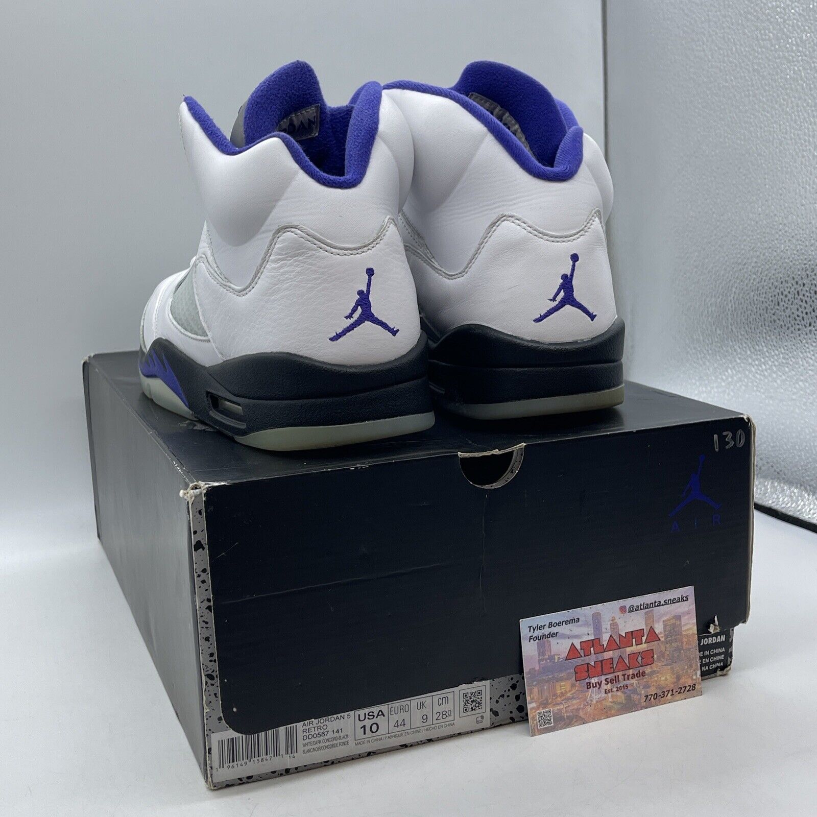 Size 10 - Jordan 5 Concord 2022 White Leather Purple Black (DD0587-141)