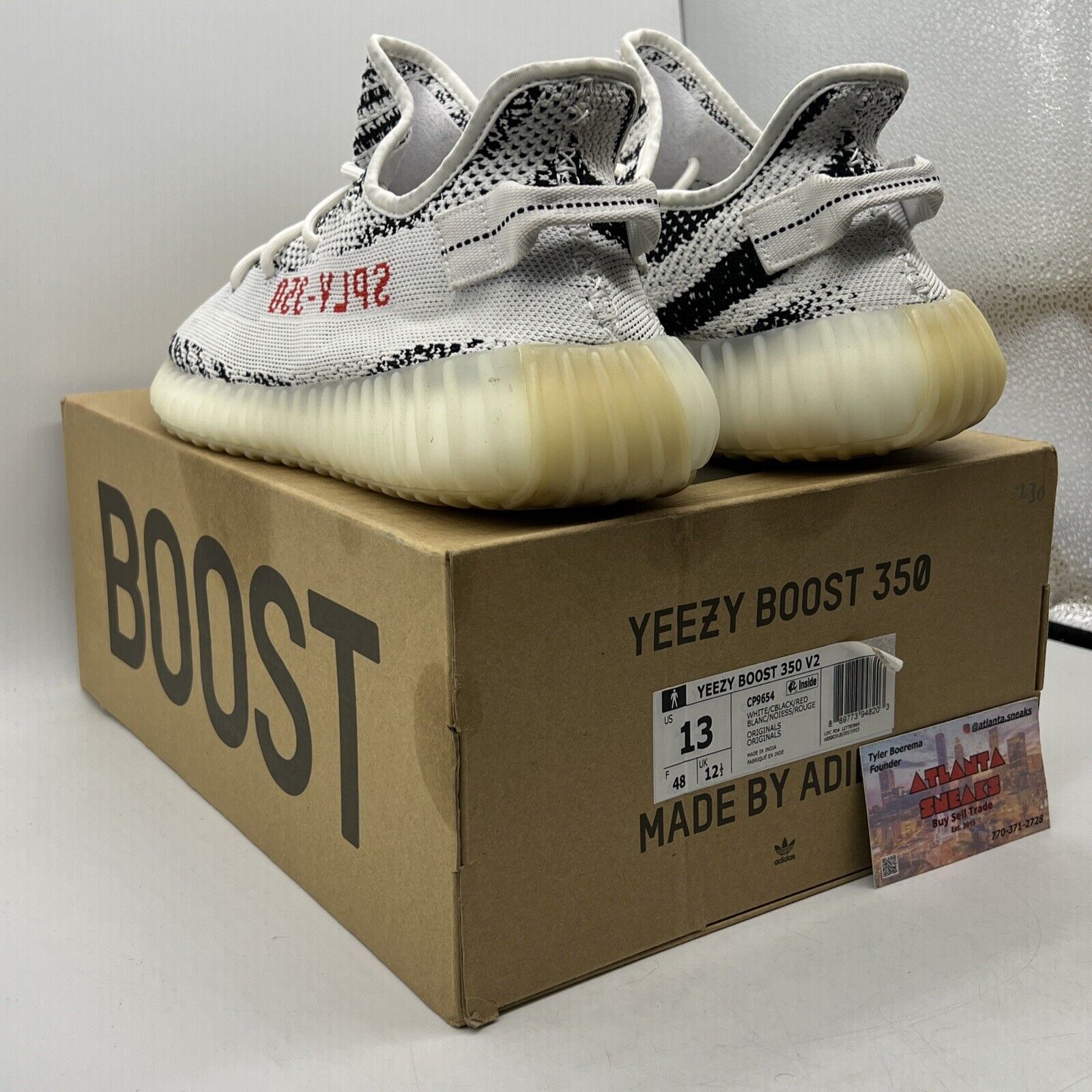 Size 13 - adidas Yeezy Boost 350 V2 Low Zebra Black White Red (CP9654)