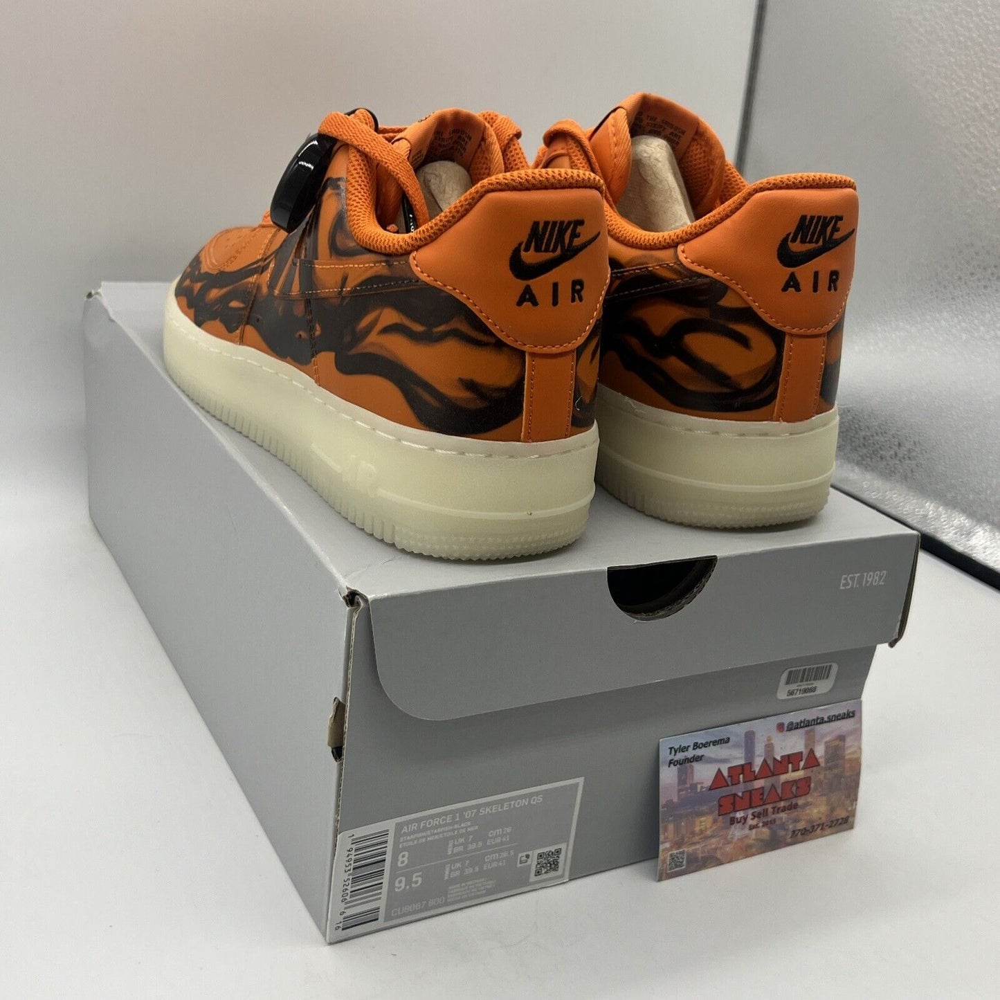 Nike Air Force 1 Low Orange Skeleton Halloween 2020 Size 8 CU8067-800 Brand New