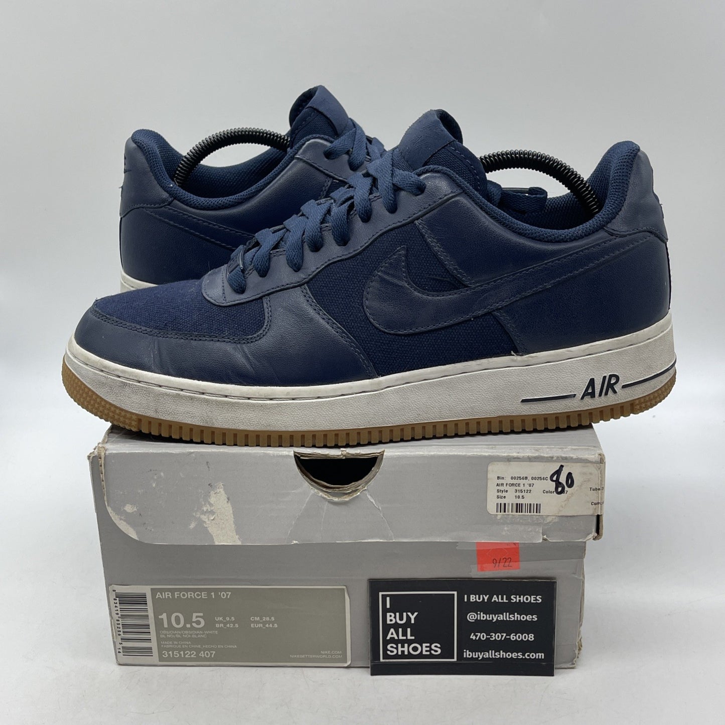 Size 10.5 - Nike Air Force 1 '07 Low Obsidian (315122-407)