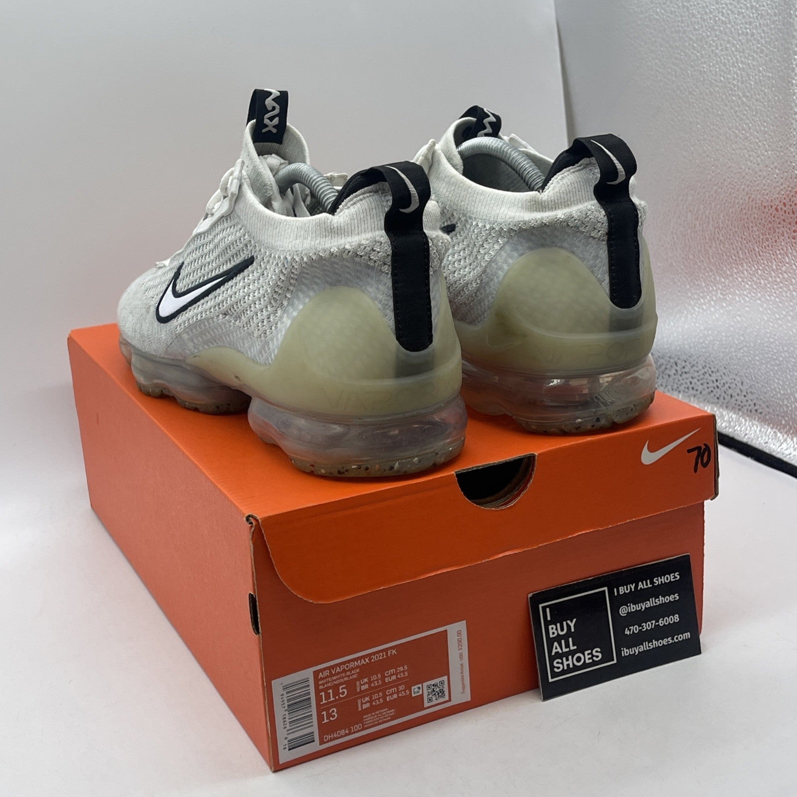 Size 11.5 - Nike Air VaporMax 2021 Flyknit Monochrome White Black (DH4084-100)