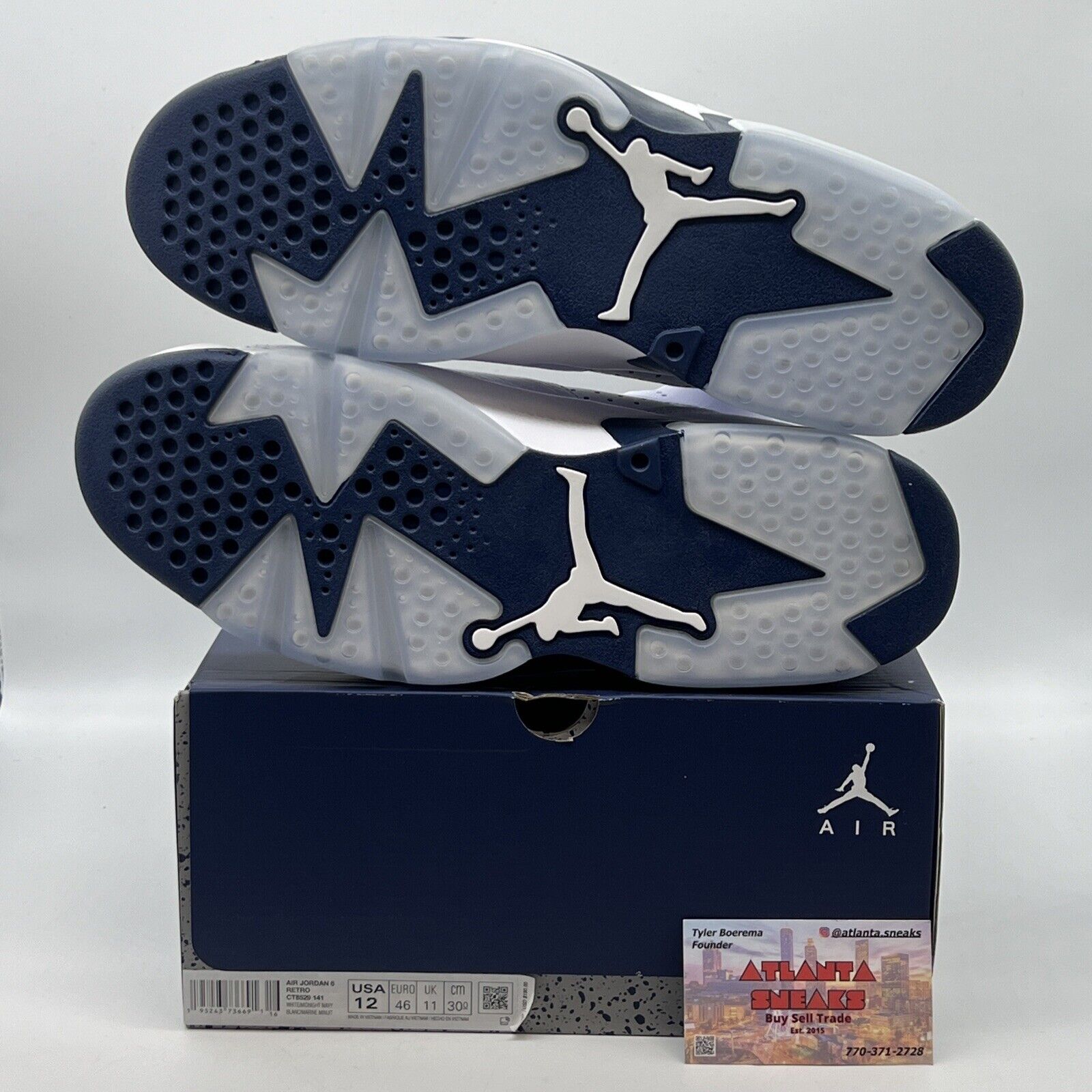 Size 12 - Jordan 6 Retro Midnight Navy Brand New Og All White
