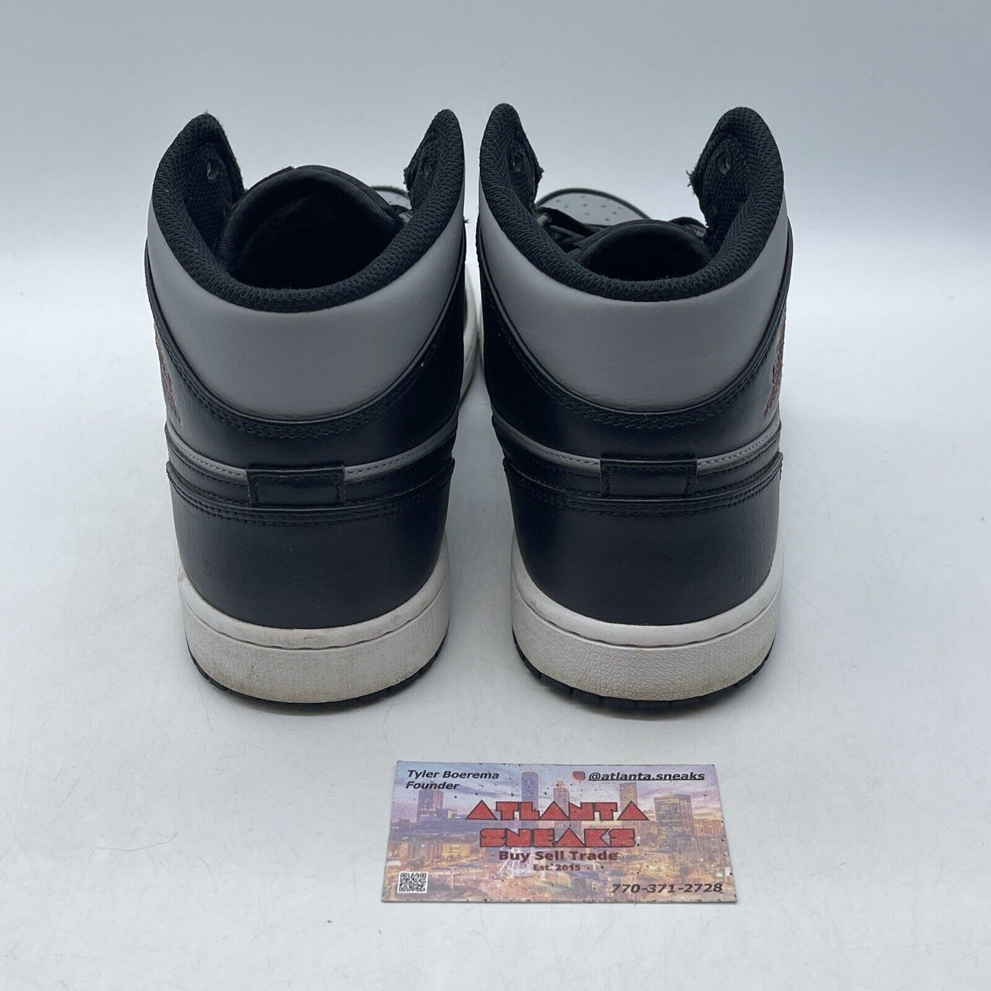 Size 9.5 - Jordan 1 Mid Shadow Grey Black White Leather (554724-096)