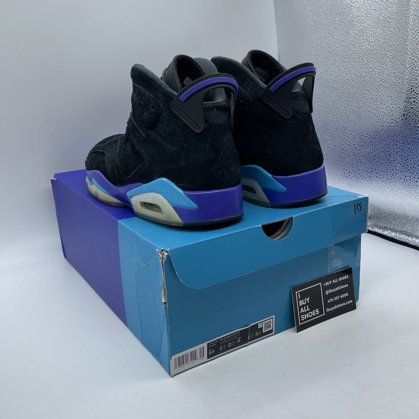 Size 9.5 - Air Jordan 6 Retro Aqua Black Purple Suede (CT8529-004)