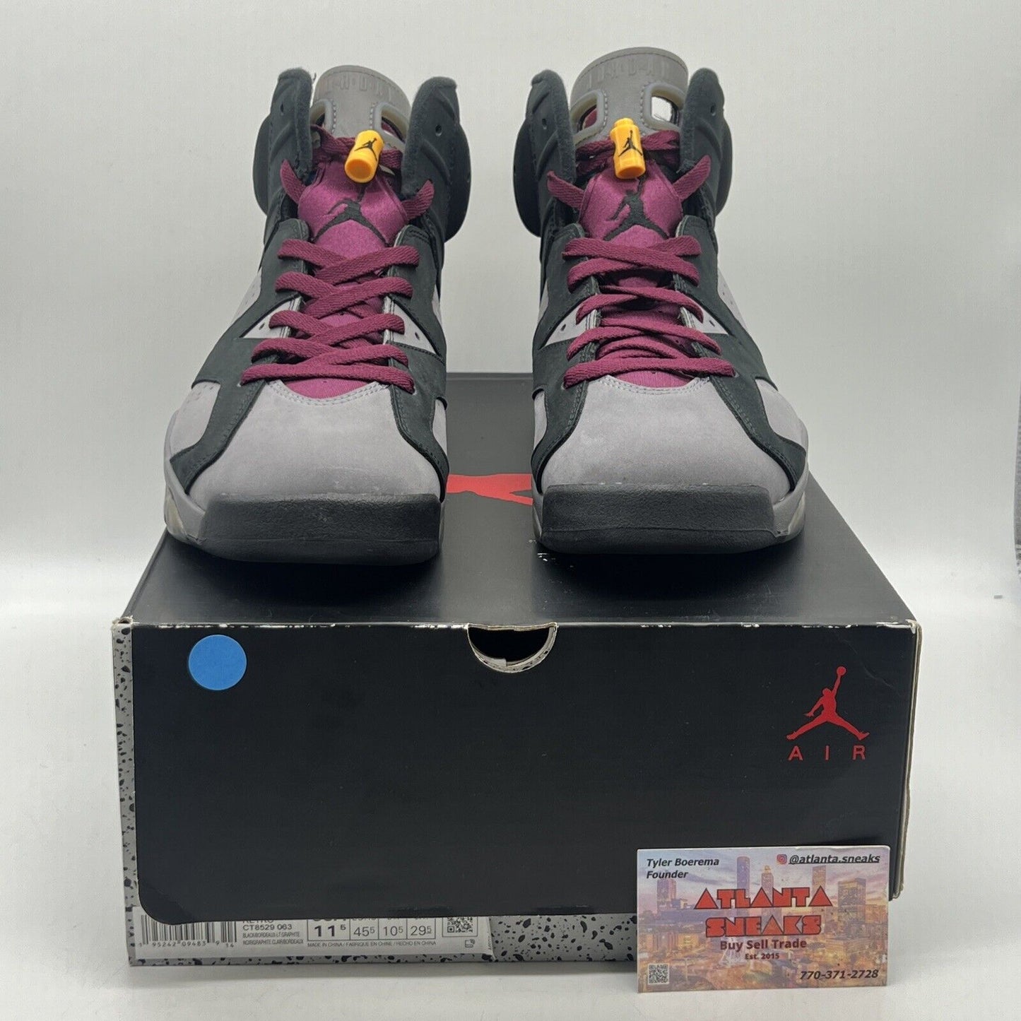 Size 11.5 - Jordan 6 Bordeaux black Grey Maroon Yellow Suede Leather CT8529-063