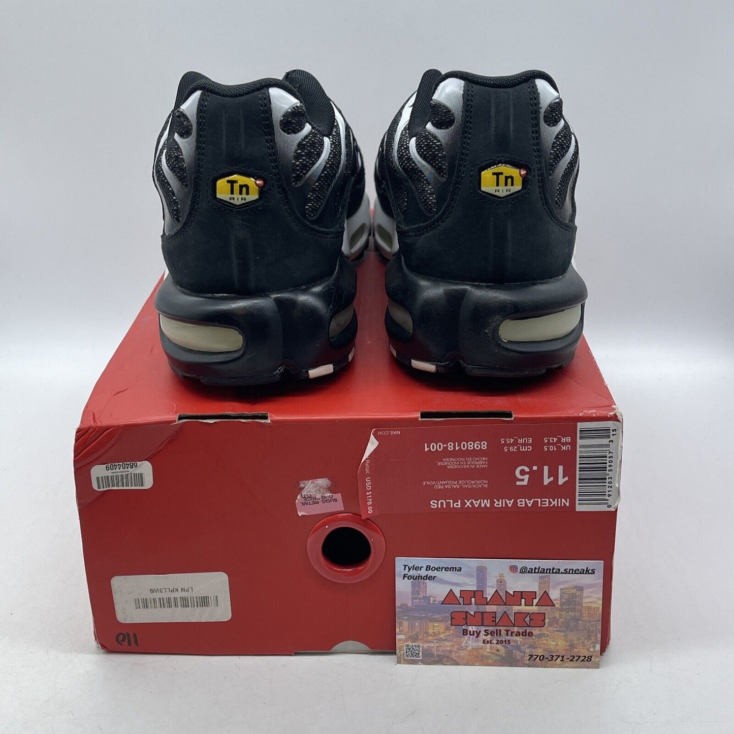 Size 11.5 - NikeLab Air Max Plus Black Sail White Suede Leather (898018-001)