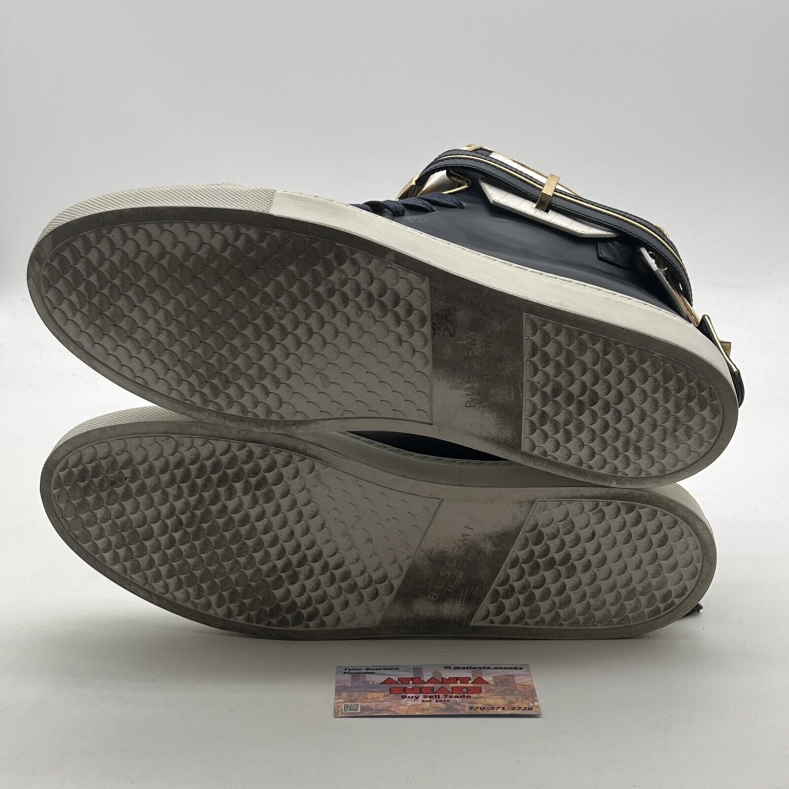 Size 12 - BUSCEMI MENS  LEATHER SNEAKERS Navy Blue