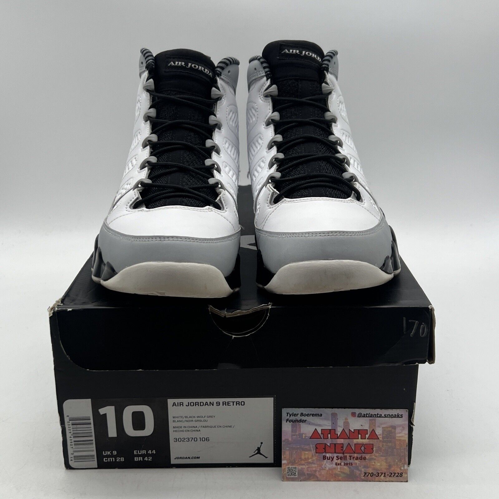 Size 10 - Air Jordan 9 Retro Barons Black White Grey Leather Suede (302370-106)