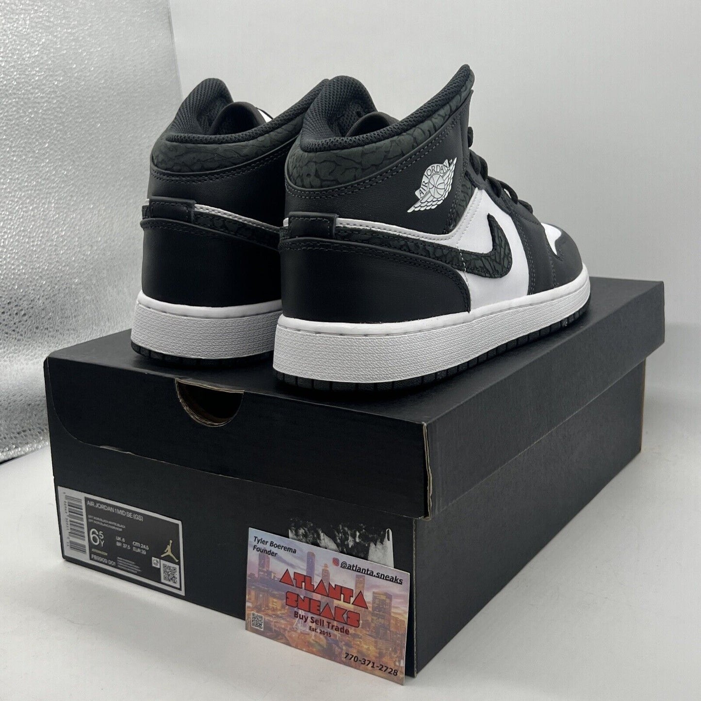 Size 7 - Air Jordan 1 SE Panda Elephant White Black Leather (FB9909-001)