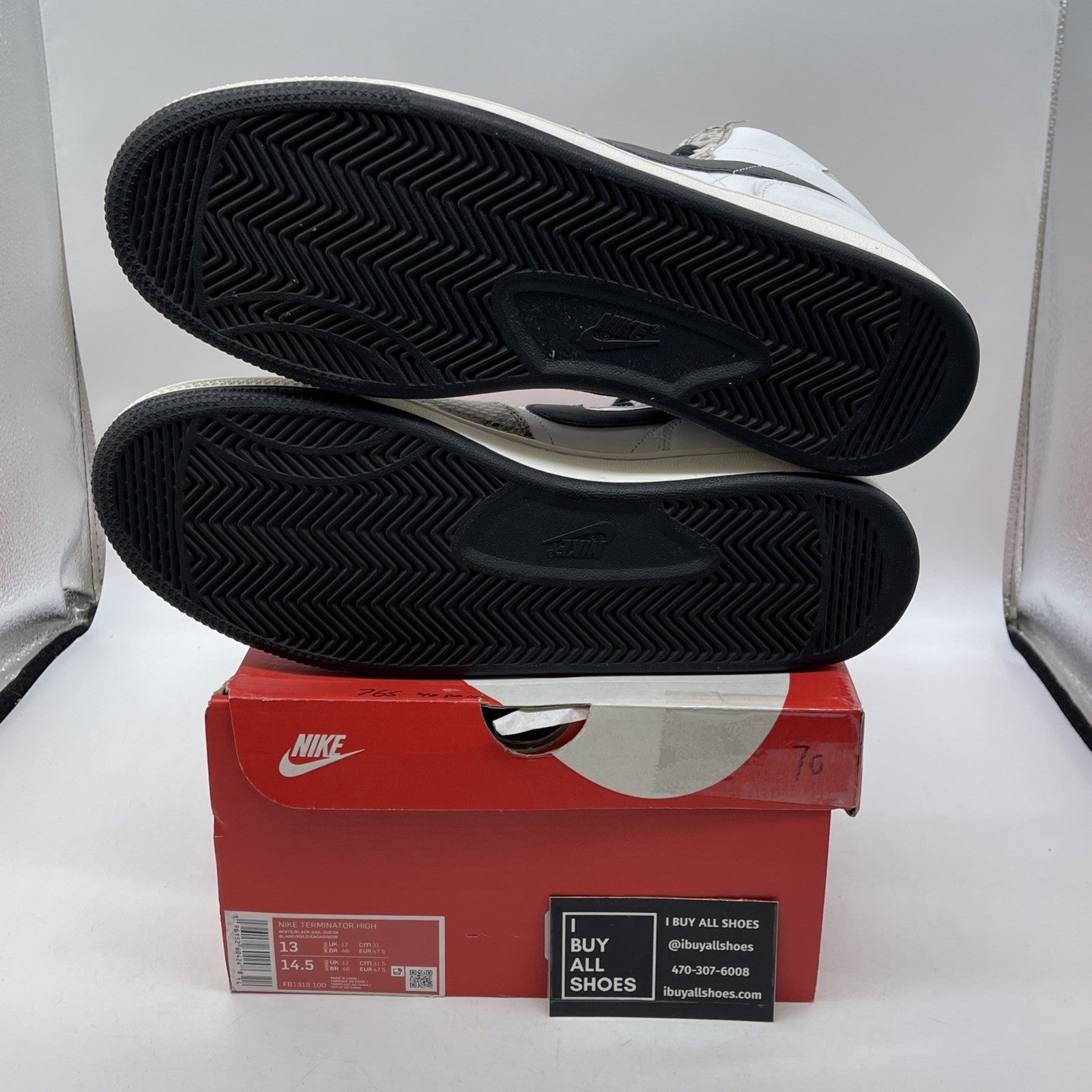 Size 13 - Nike Terminator High Cocoa Snake Black White Leather (FB1318-100)