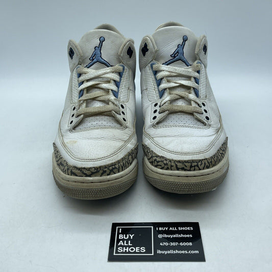 Size 9 - Jordan 3 Retro Mid UNC White Grey Blue Suede Leather (CT8532-104)