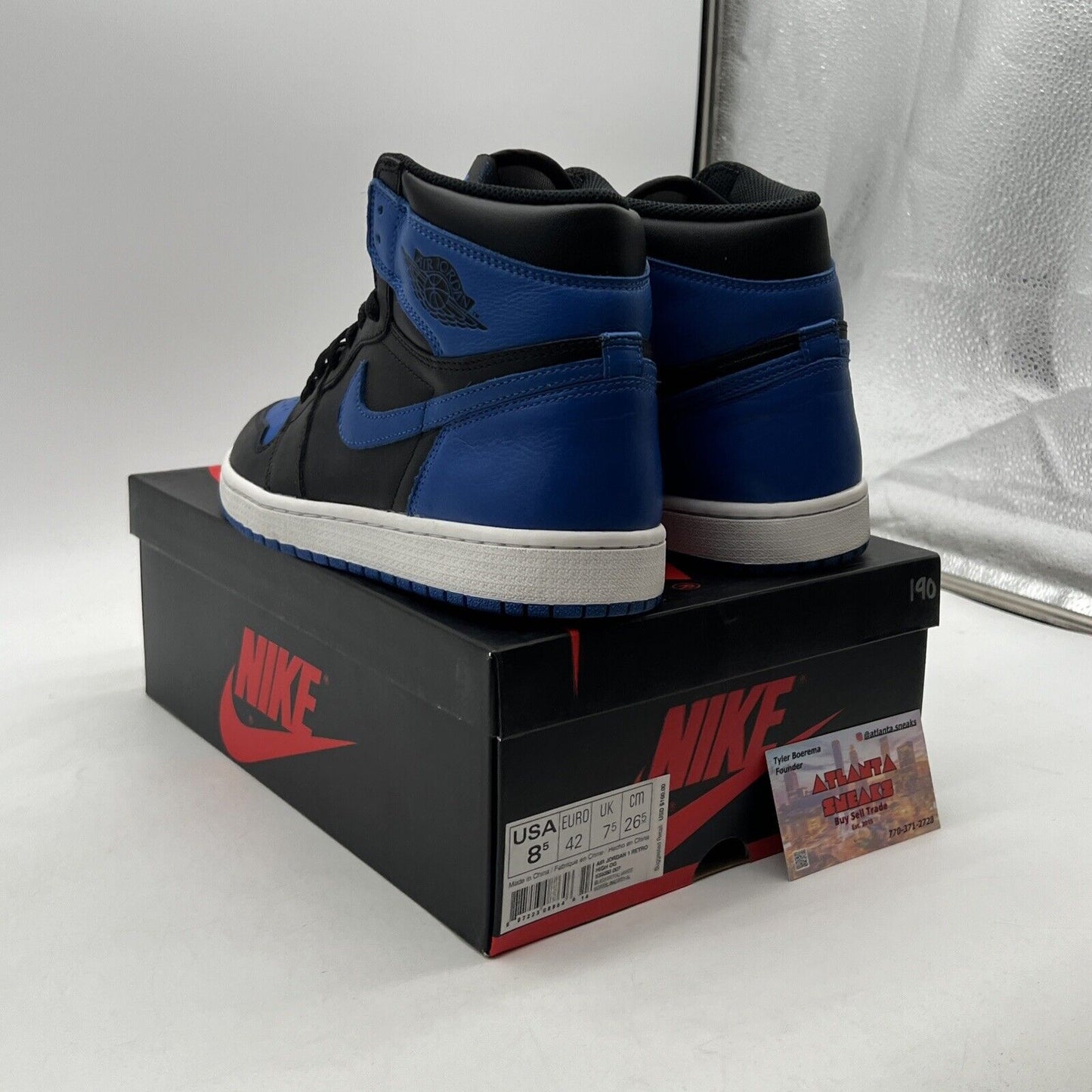 Size 8.5 - Jordan 1 Retro OG High Royal Black White Leather (555088-007)