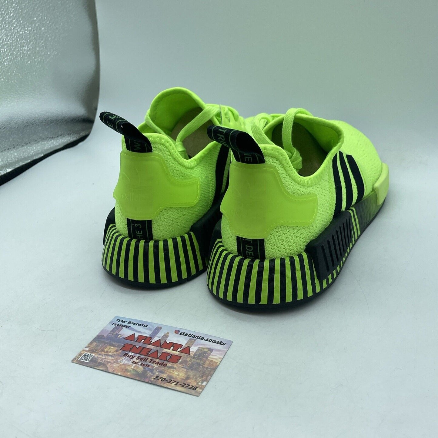 Size 8 - adidas NMD_R1 Glitch - Signal Green Black Suede Leather (FV3647)