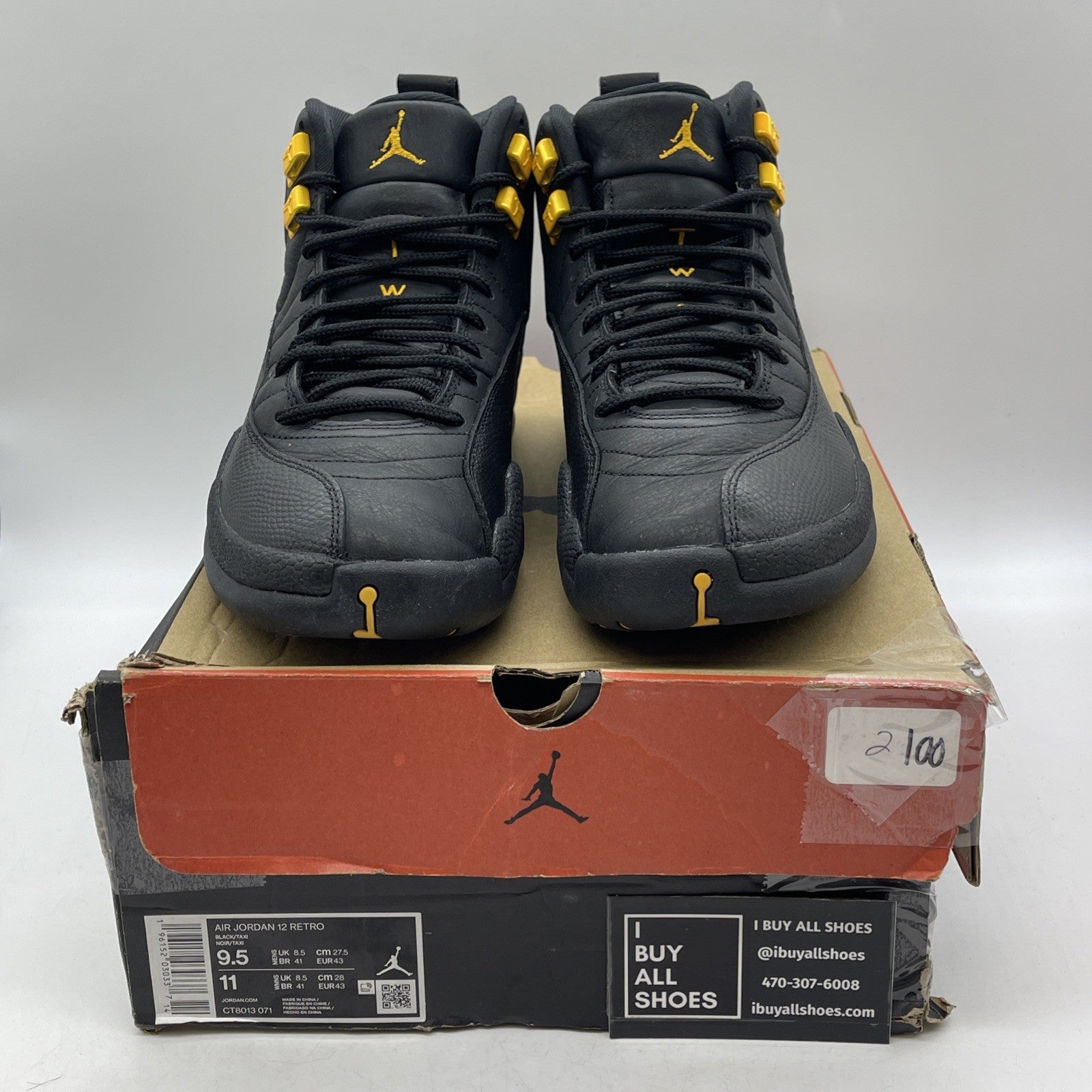 Size 9.5 - Air Jordan 12 Retro Mid Black Taxi (CT8013-071)