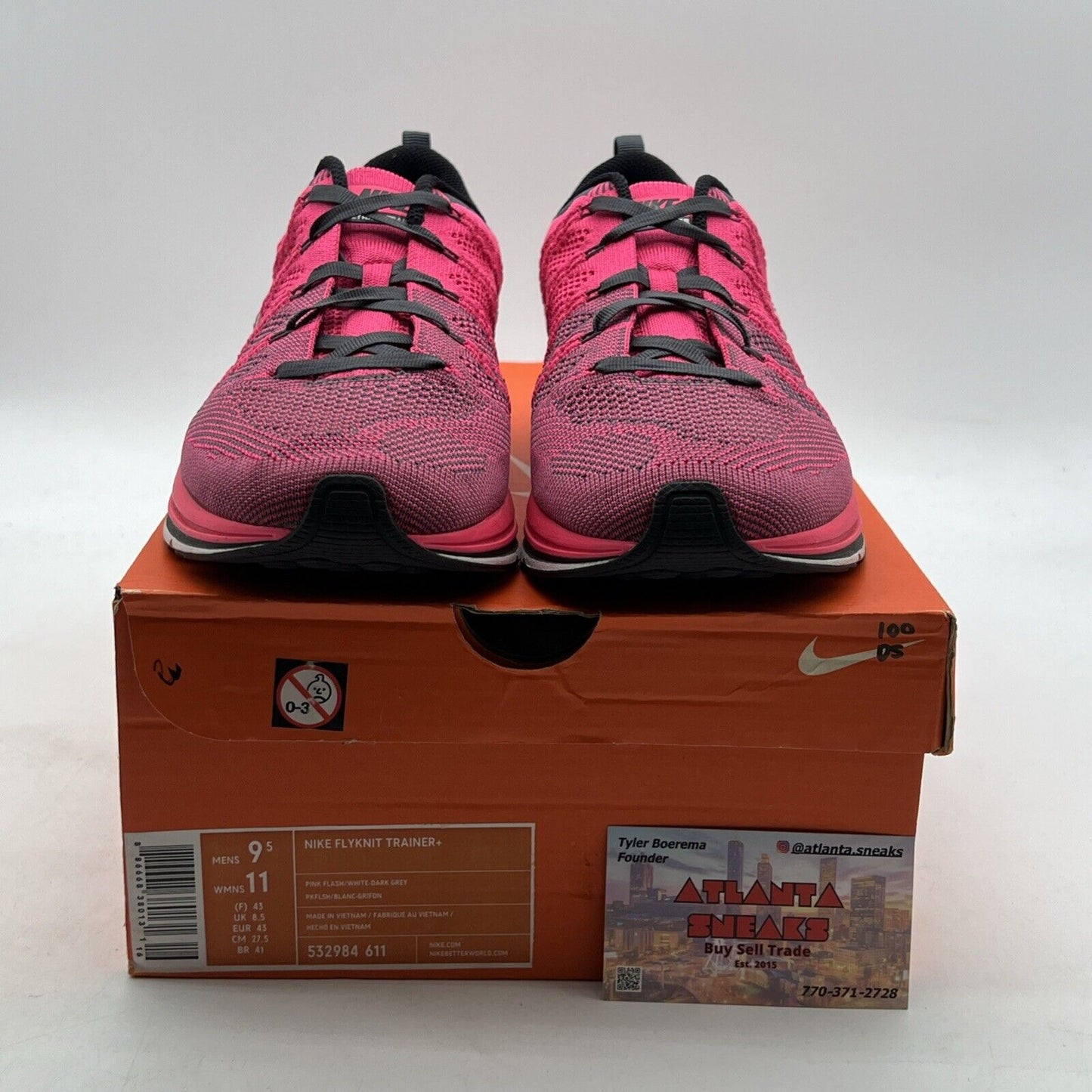 Size 9.5 - Nike Flyknit Trainer+ Pink Flash (532984-611)