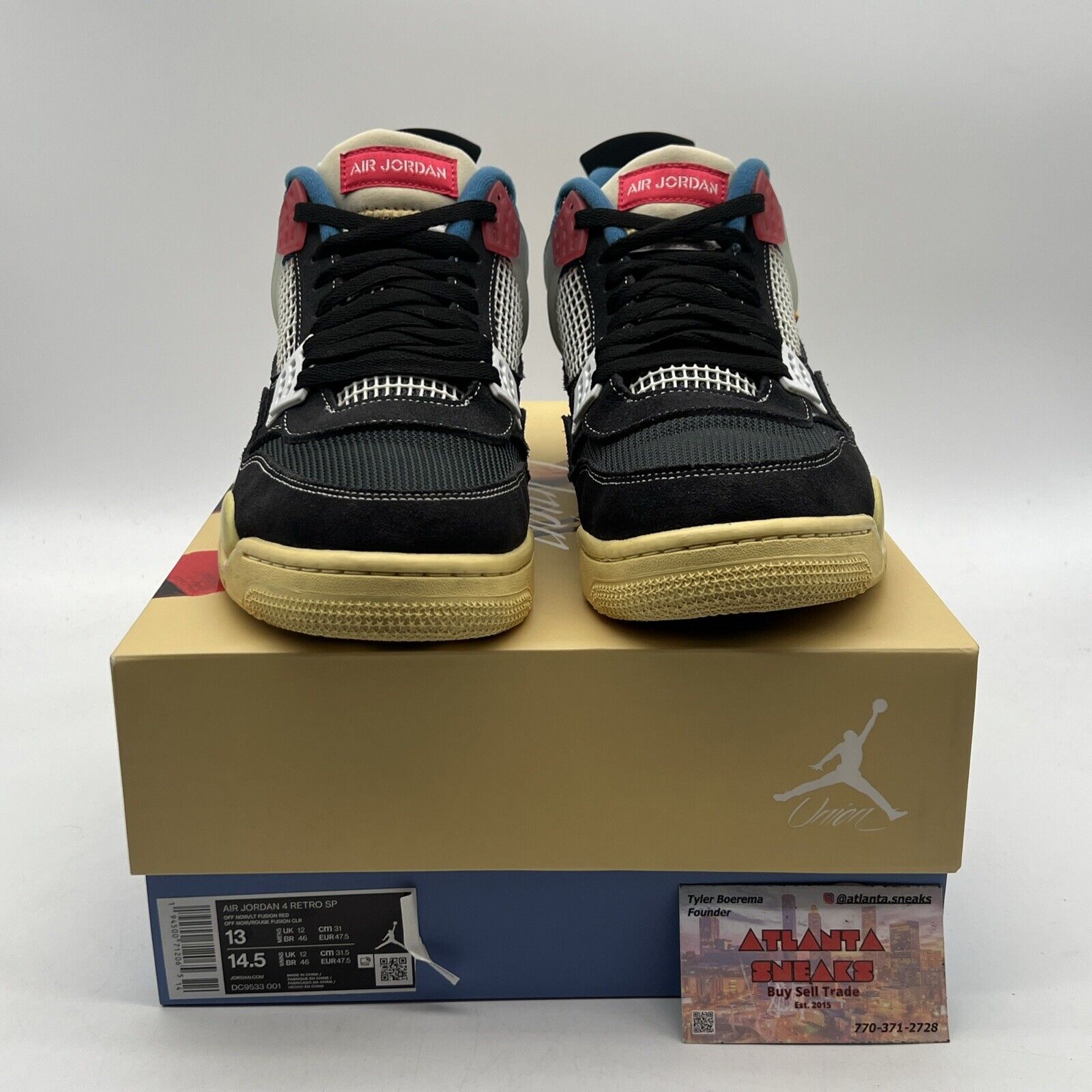 Size 13 - Jordan 4 Retro x Union LA Mid Off Noir Black Blue Red (DC9533-001)