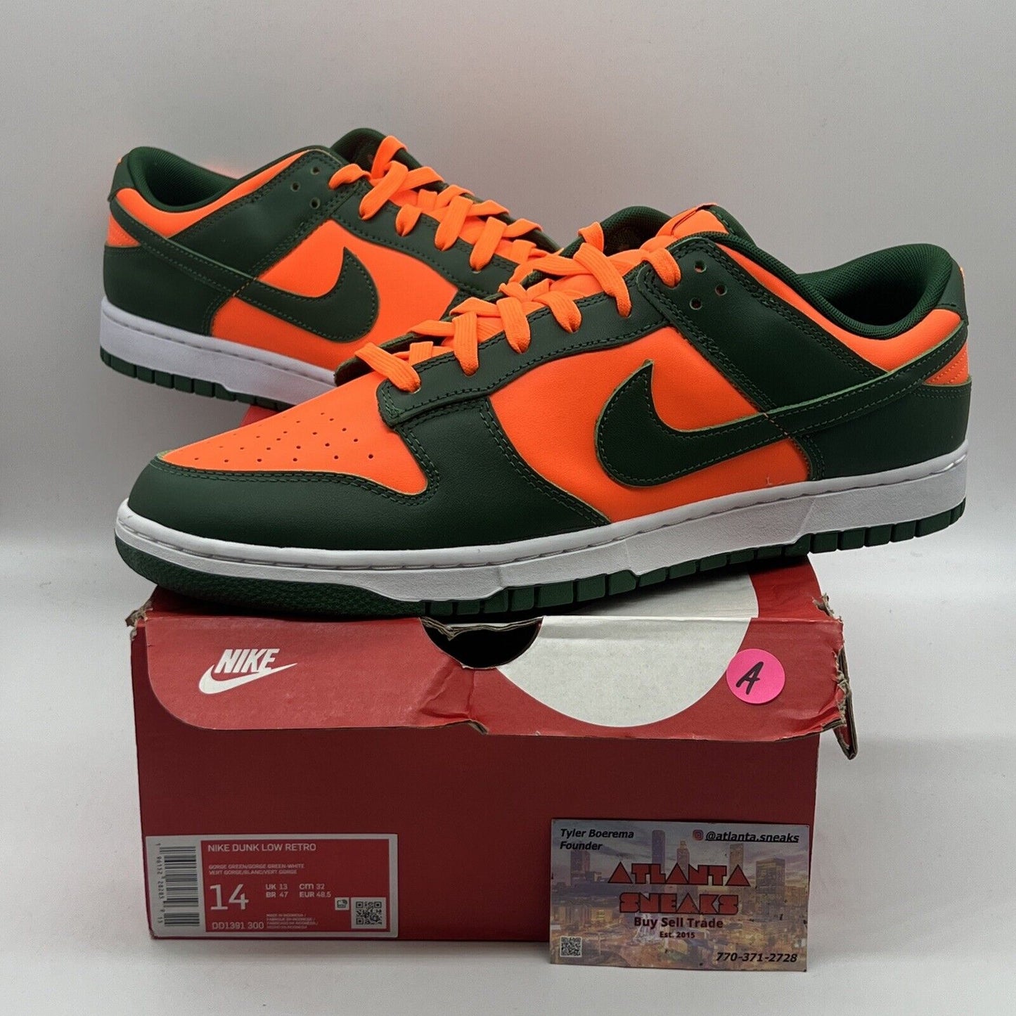 Size 14 - Nike Dunk Low Miami Hurricanes Brand  New Og All