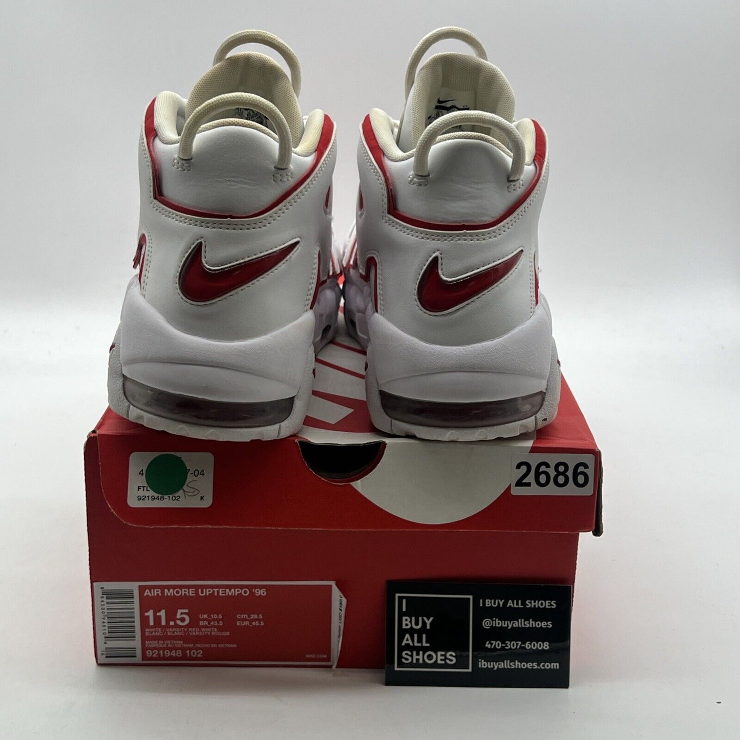 Size 11.5 - Nike Air More Uptempo White Varsity Red 2018 (921948-102)