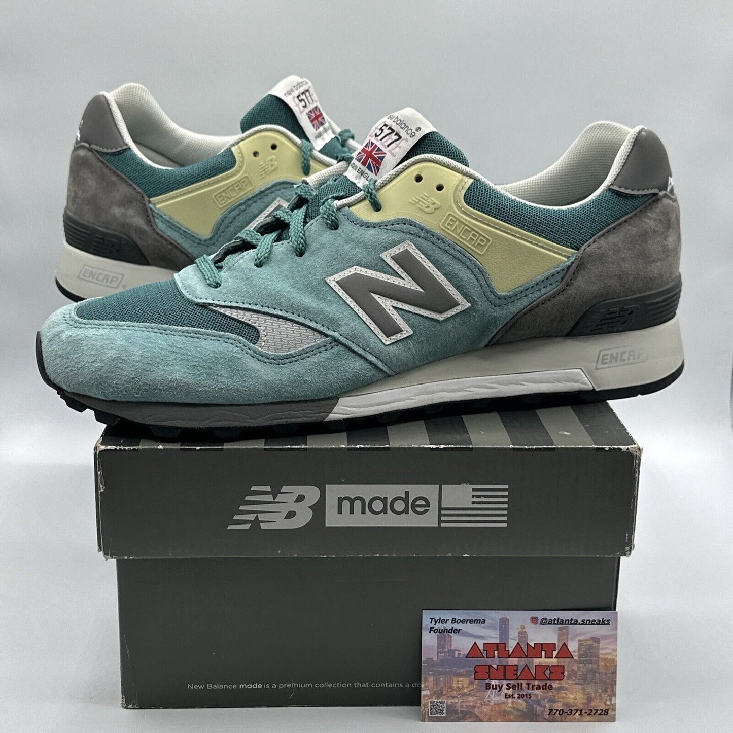 Size 12 - New Balance 577 English Tender - Sea Glass Premium Suede Rare Green Bl