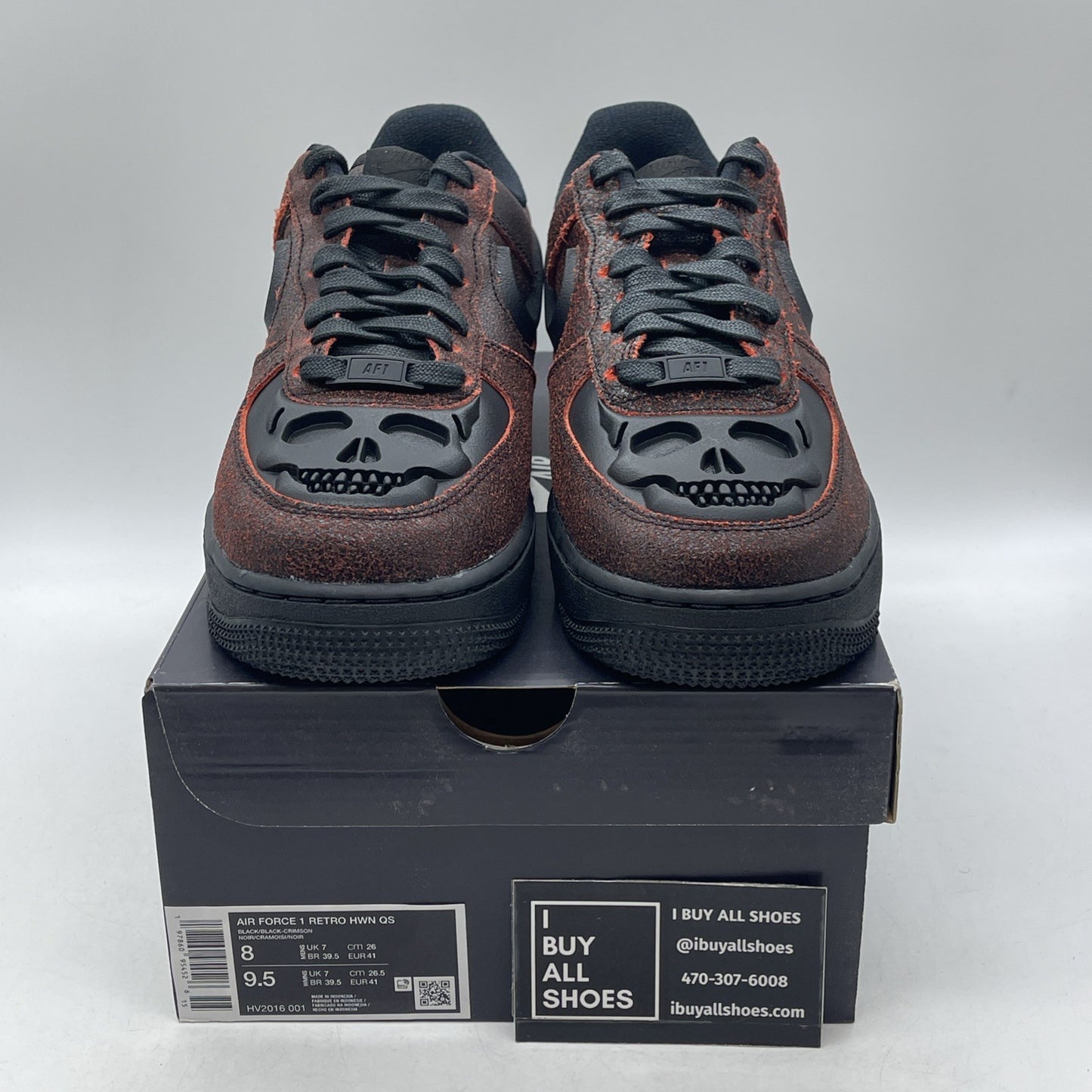 Size 8 - Nike Air Force 1 Low Halloween Skull (HV2016-001)