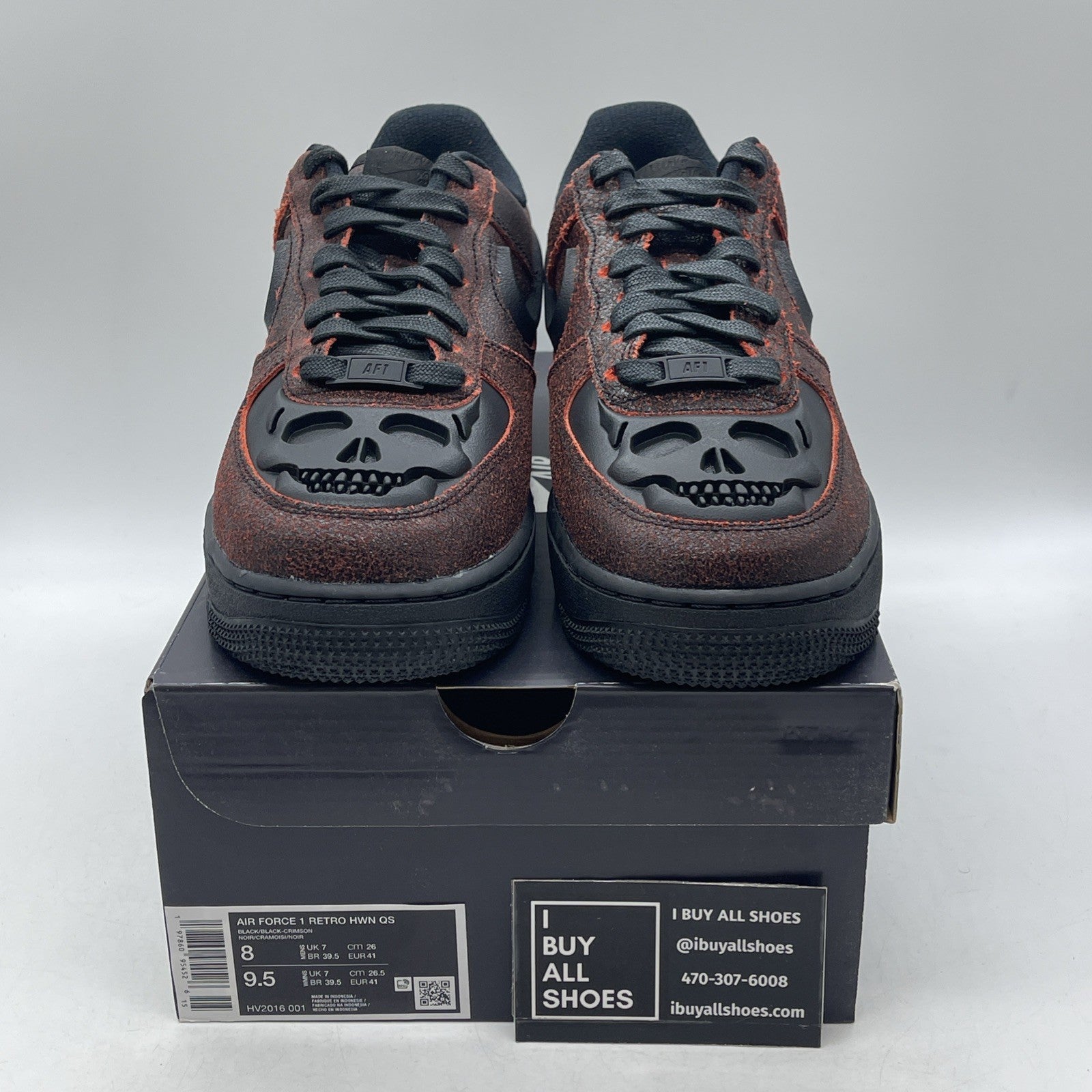 Size 8 - Nike Air Force 1 Low Halloween Skull (HV2016-001)