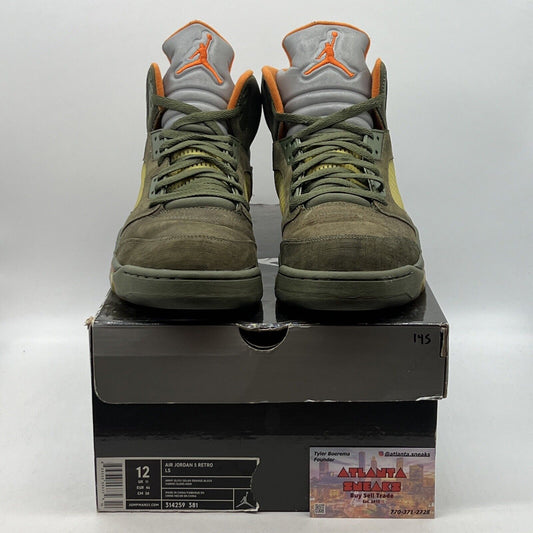 Size 12 - Air Jordan 5 Retro LS Olive Orange Silver (314259-381)