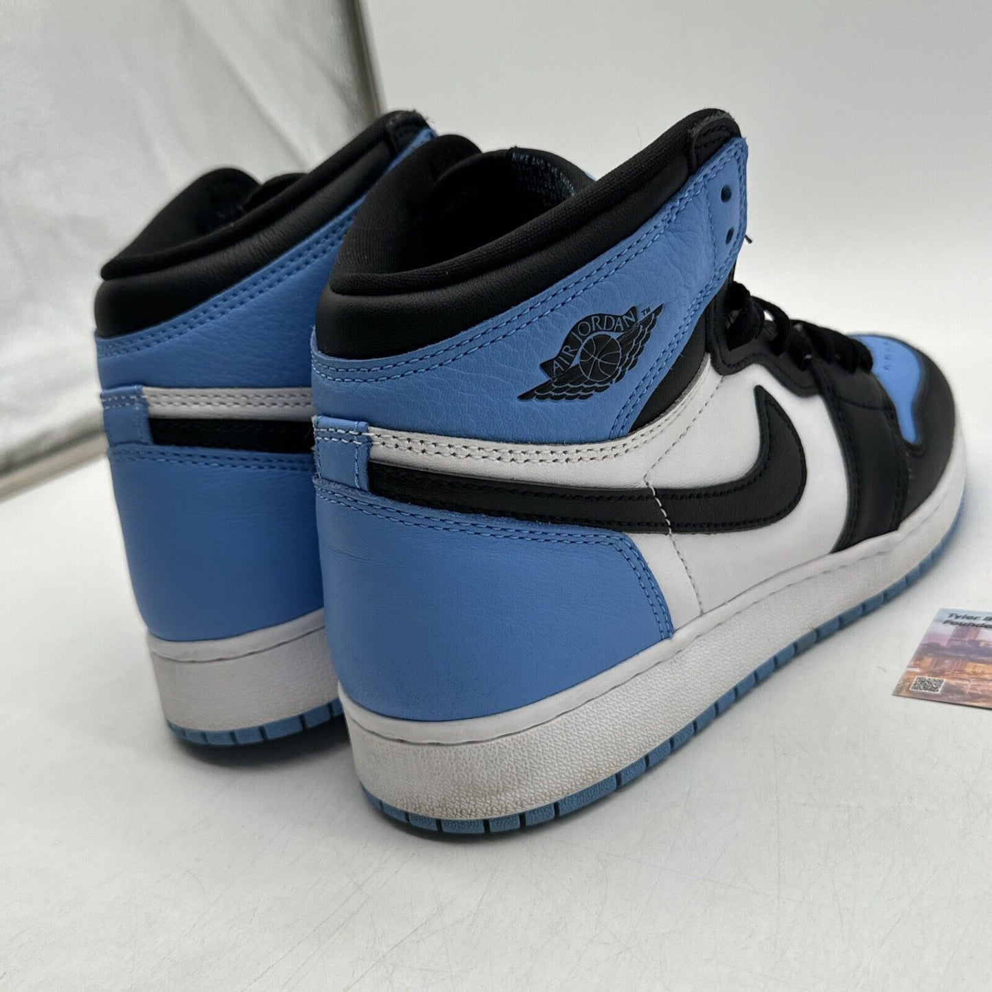 Size 7 - Jordan 1 Retro OG High UNC Toe Blue Tar Heel Black Leather 7y Unisex