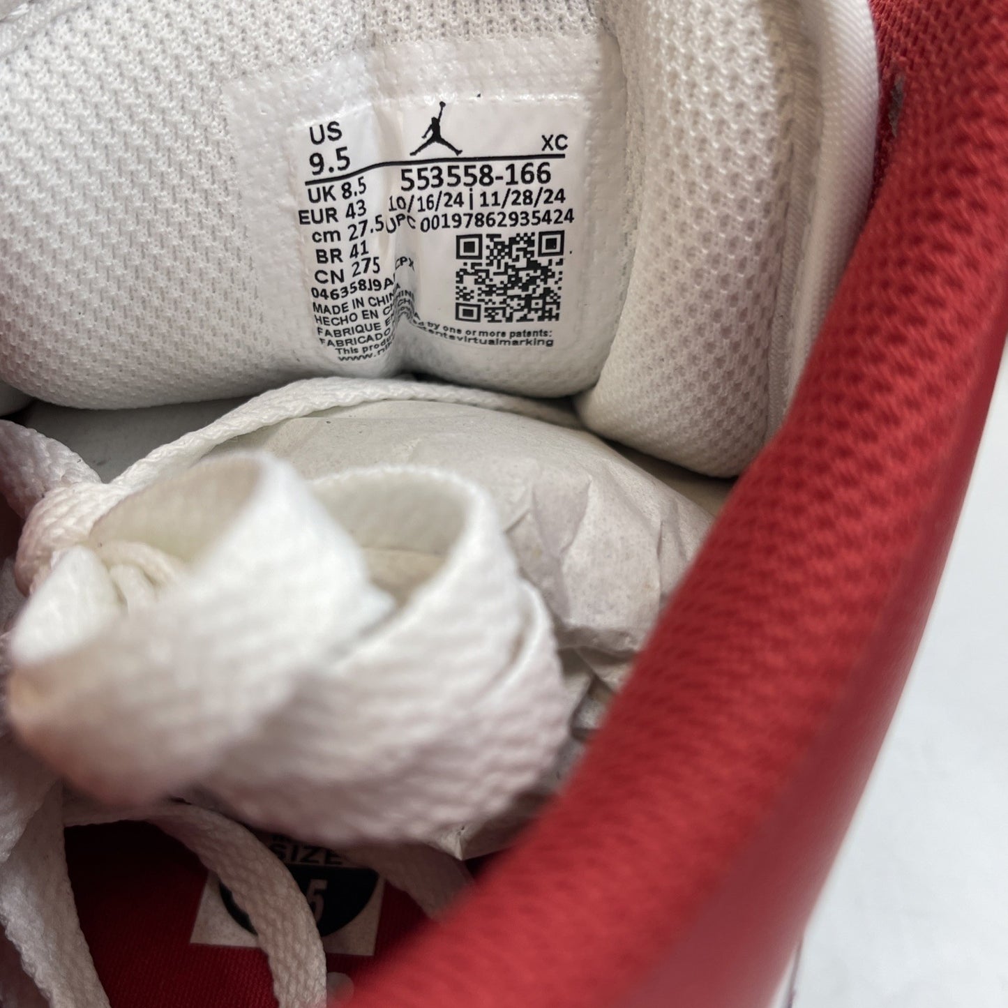 Size 9.5 - Air Jordan 1 Low New Beginnings Red White Leather (553558-166)