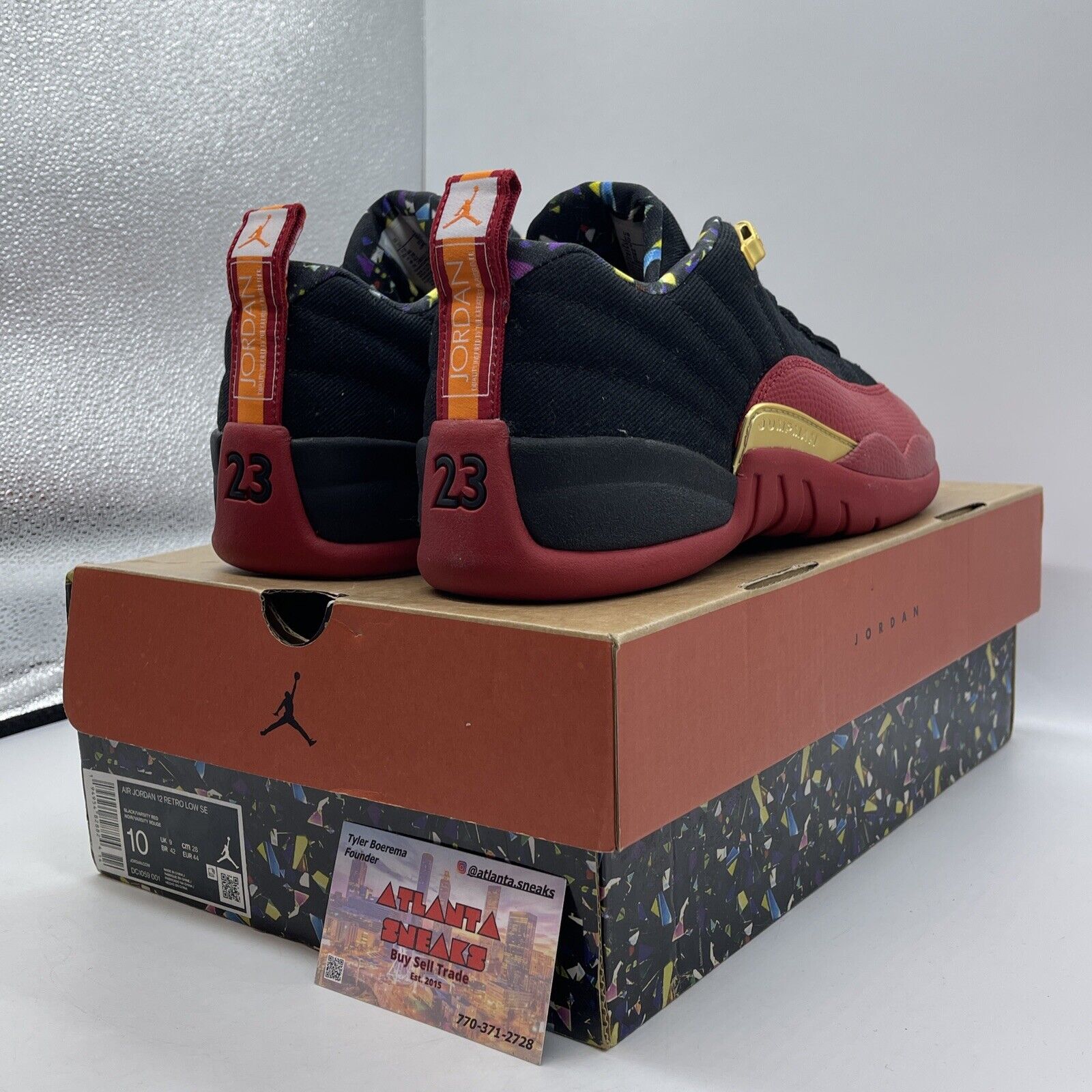 Size 10 - Jordan 12 Low SE 'Super Bowl' Black Red Gold Orange (DC1059-001)