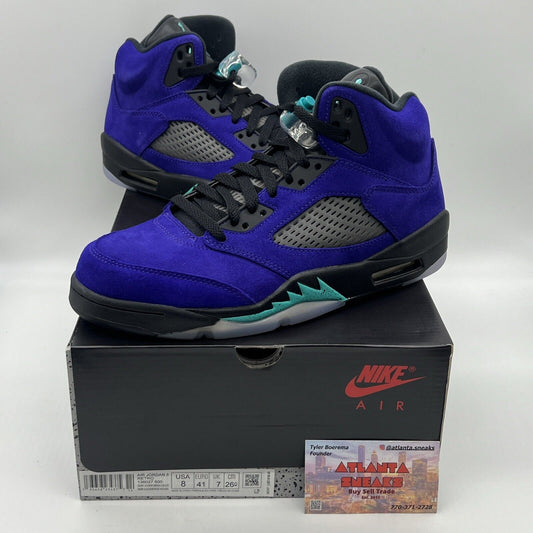 Size 8 - Jordan 5 Retro Alternate Grape 2020 Brand New Og All Black Purple Aqua