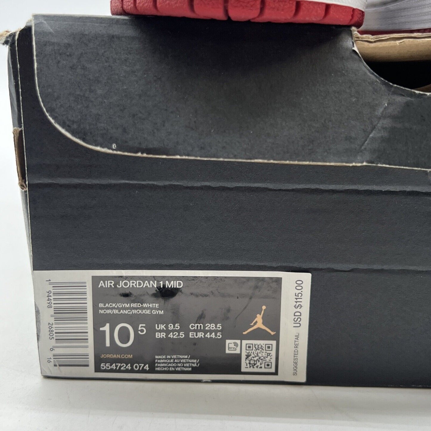 Size 10.5 - Air Jordan 1 Mid Banned 2020 (554724-074)