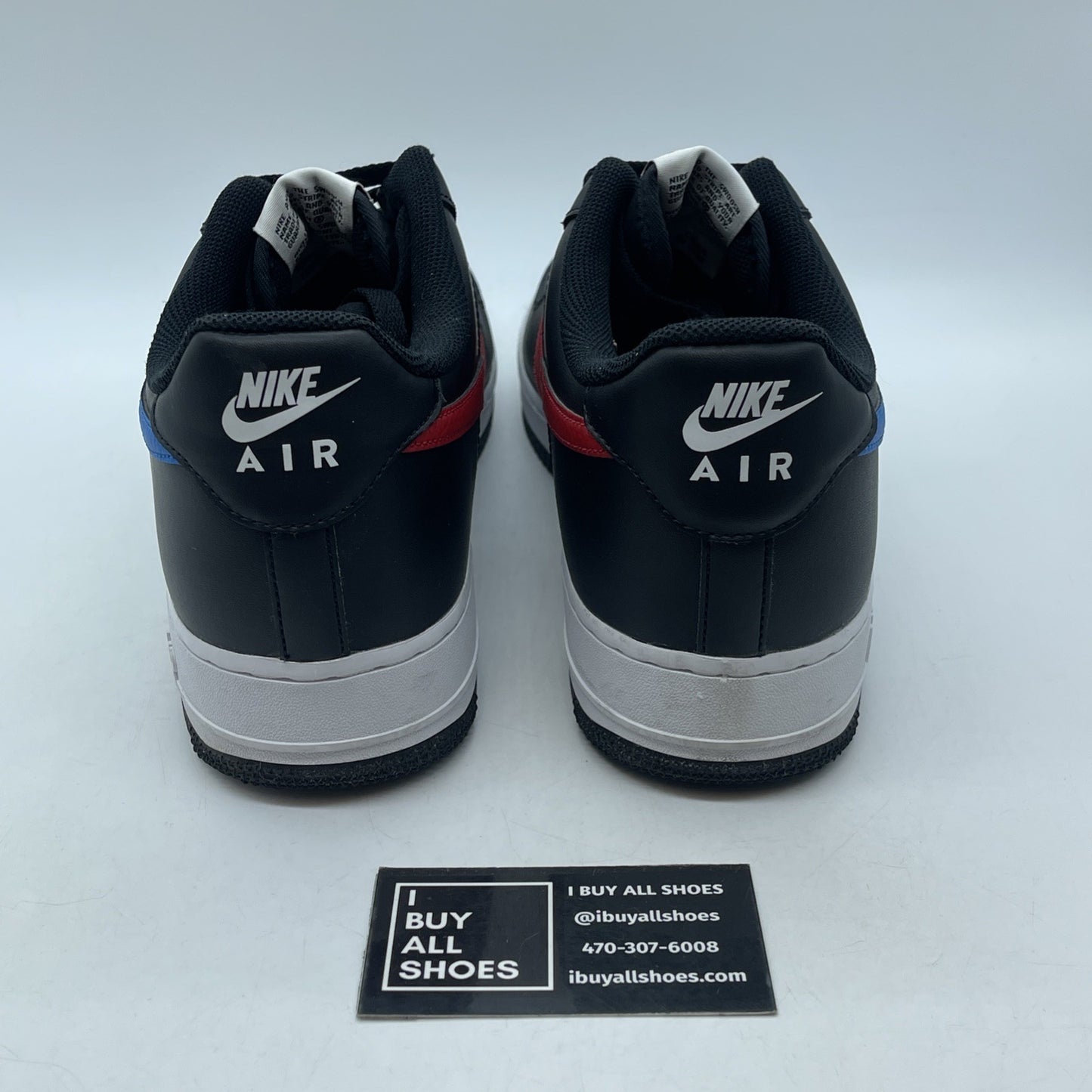 Size 11.5 - Nike Air Force 1 '07 Mismatch Swooshes Black Leather (CT2816-001)