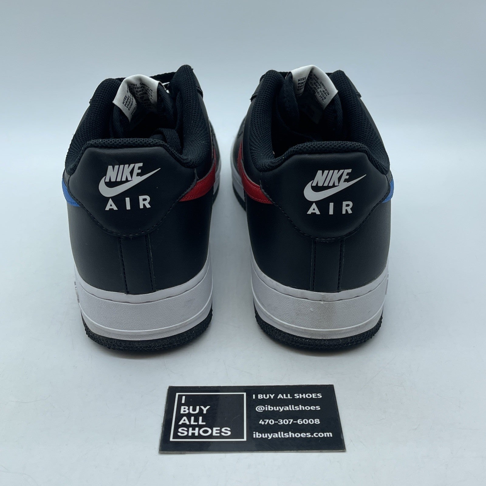 Size 11.5 - Nike Air Force 1 '07 Mismatch Swooshes Black Leather (CT2816-001)