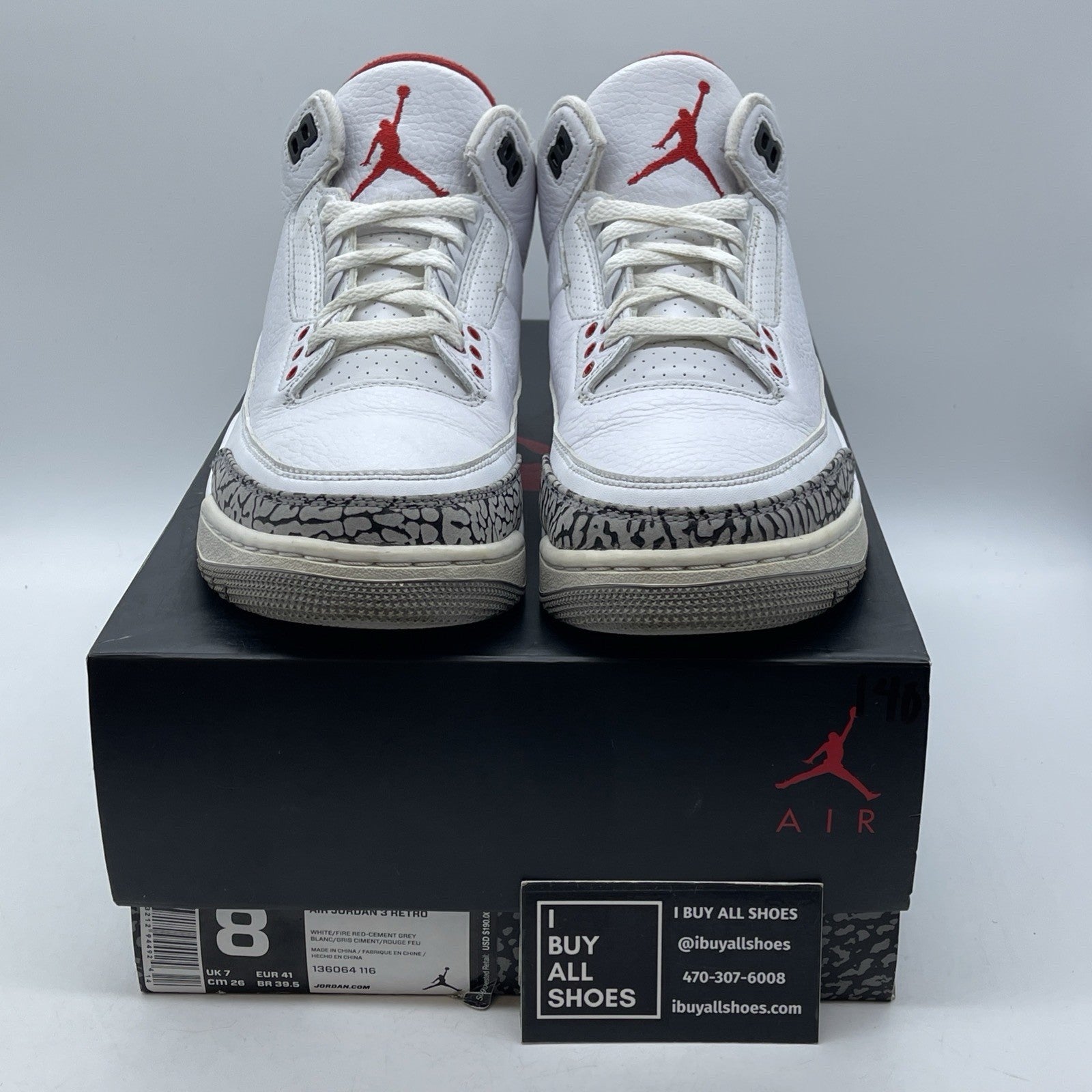Size 8 - Jordan 3 Retro Hall of Fame 2018 Grey White Suede Leather (136064-116)