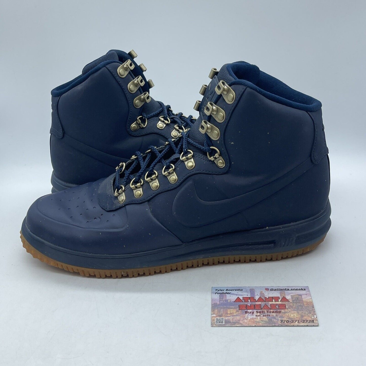 Size 13 - Nike Lunar Force 1 Duckboot 18 Obsidian Gum Blue Suede (BQ7930-400)