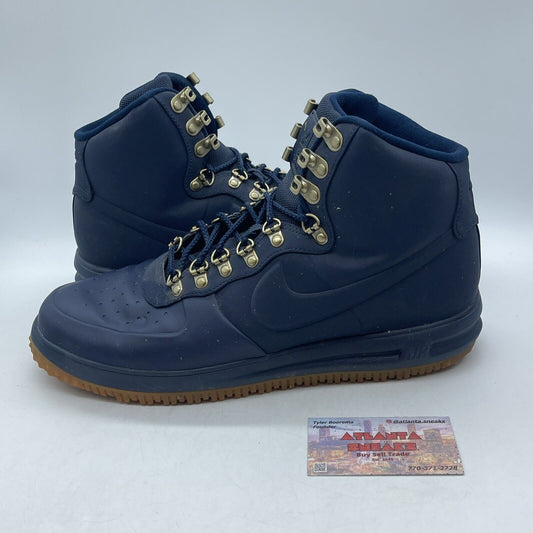 Size 13 - Nike Lunar Force 1 Duckboot 18 Obsidian Gum Blue Suede (BQ7930-400)